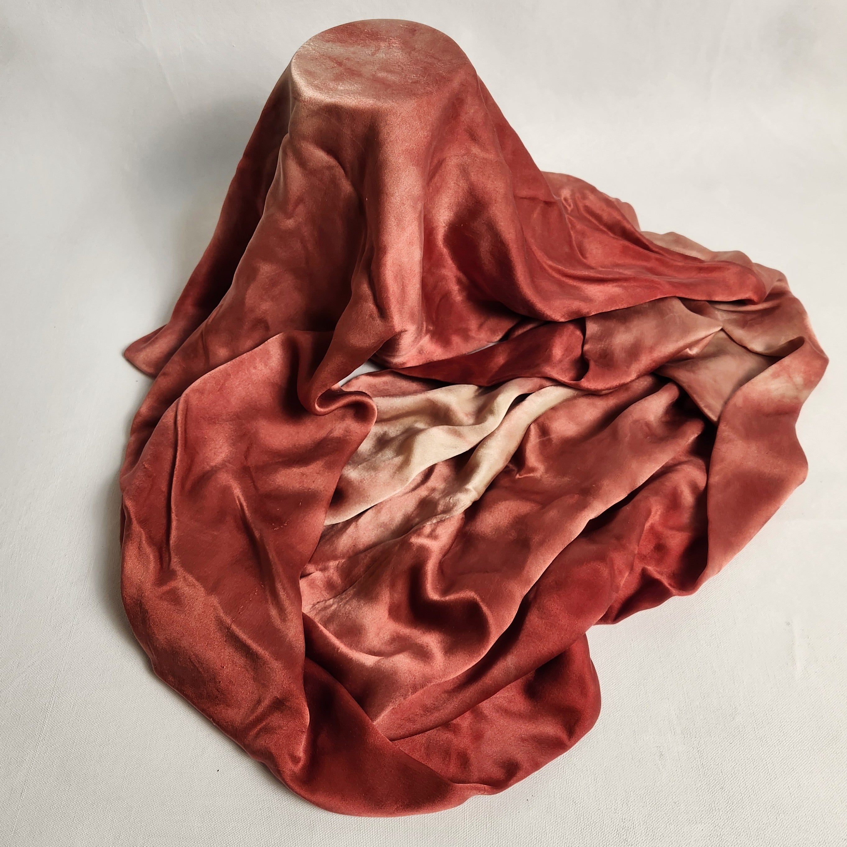 Coral Red Silk Scarf / Snood