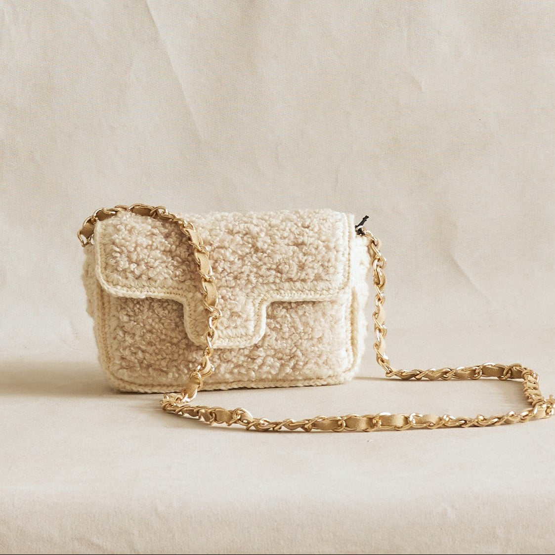 Aurora Cream Woollen Crossbody Bag