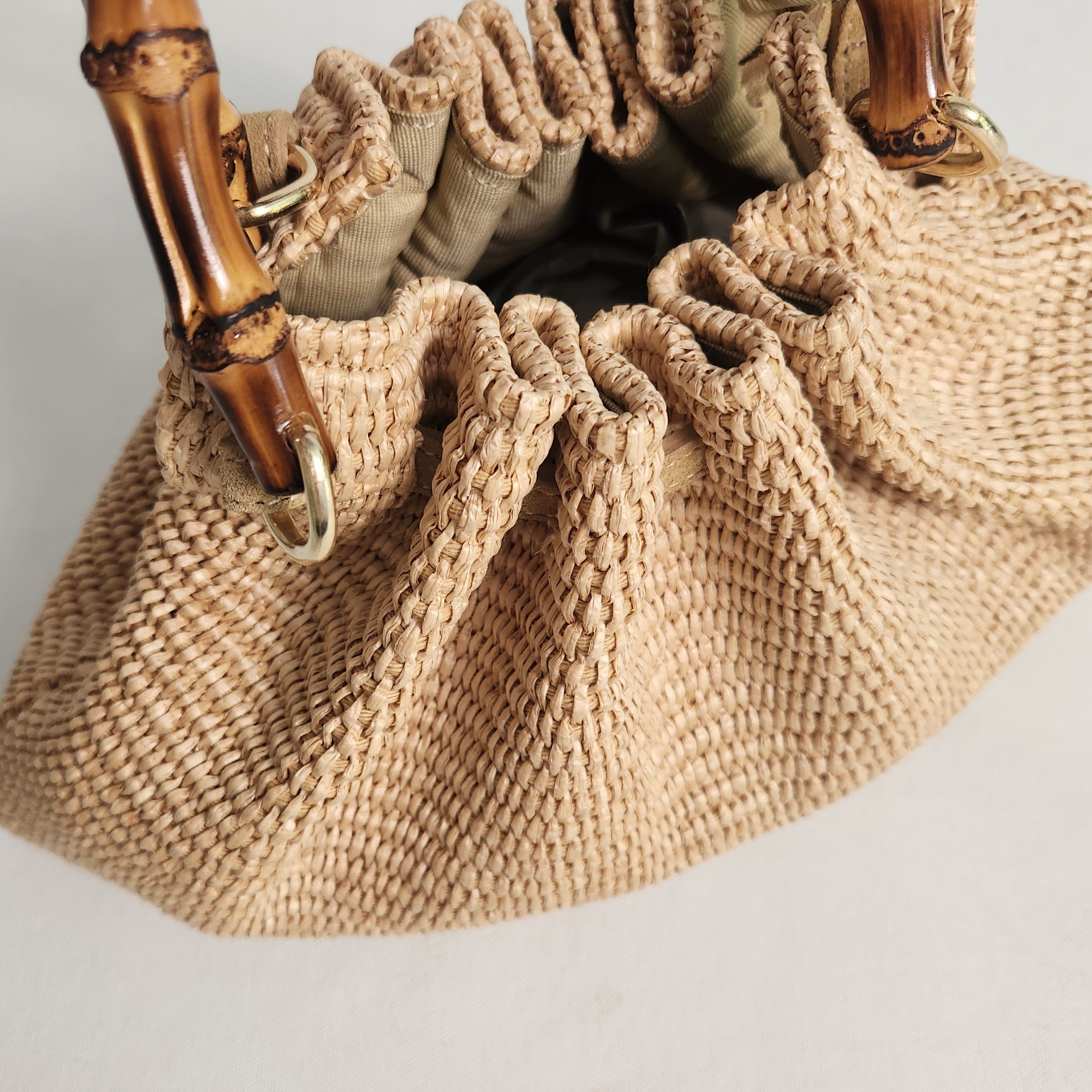 Iris Woven Bag with Bamboo Handle