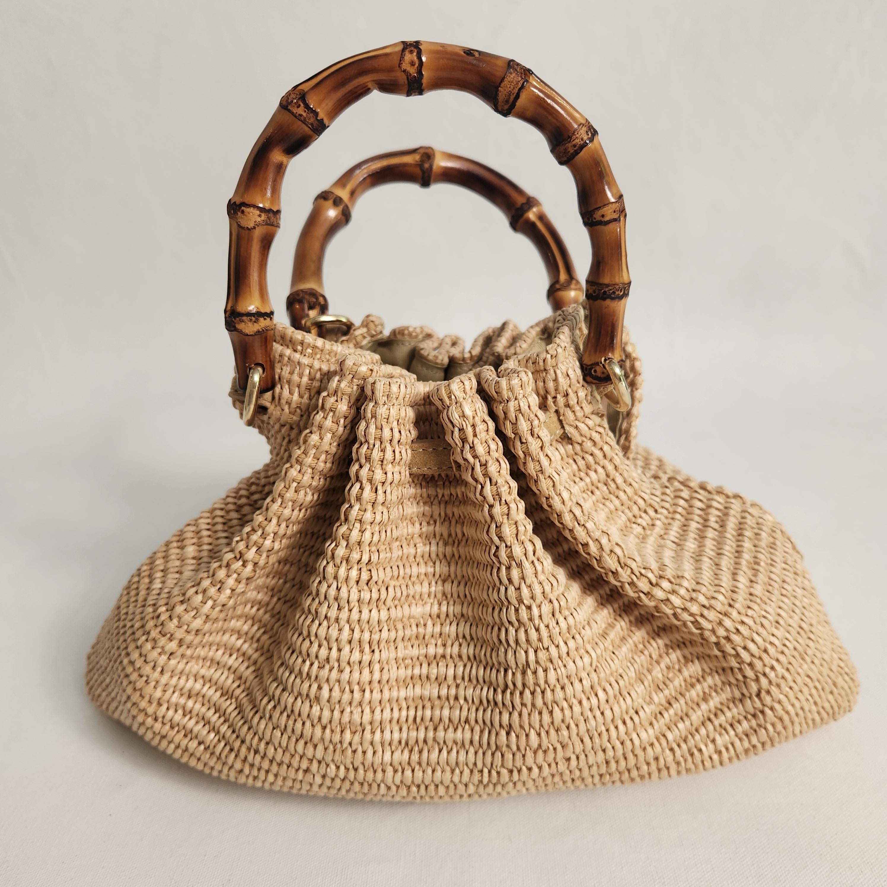 Iris Woven Bag with Bamboo Handle
