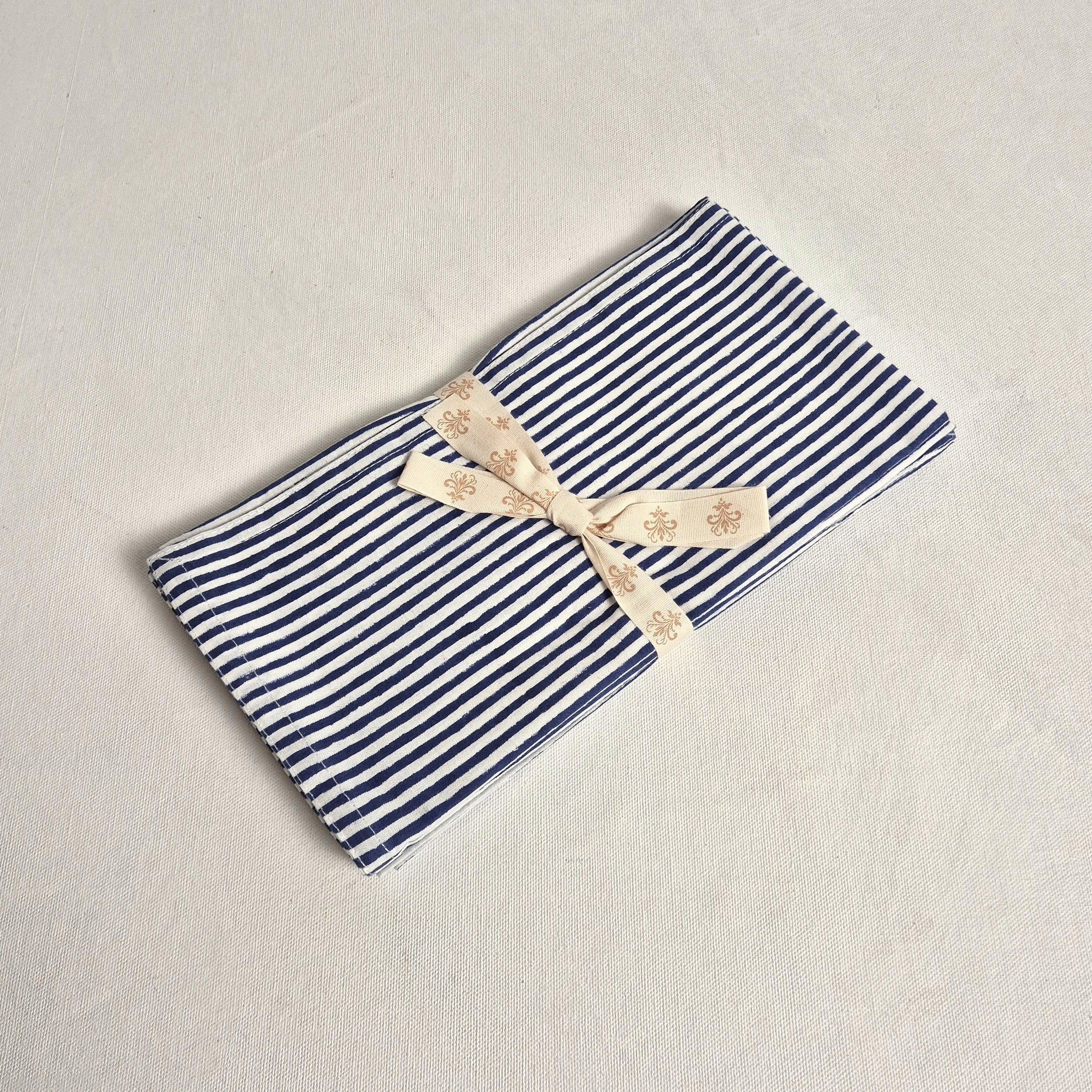 Cotton Napkins - Navy Stripe