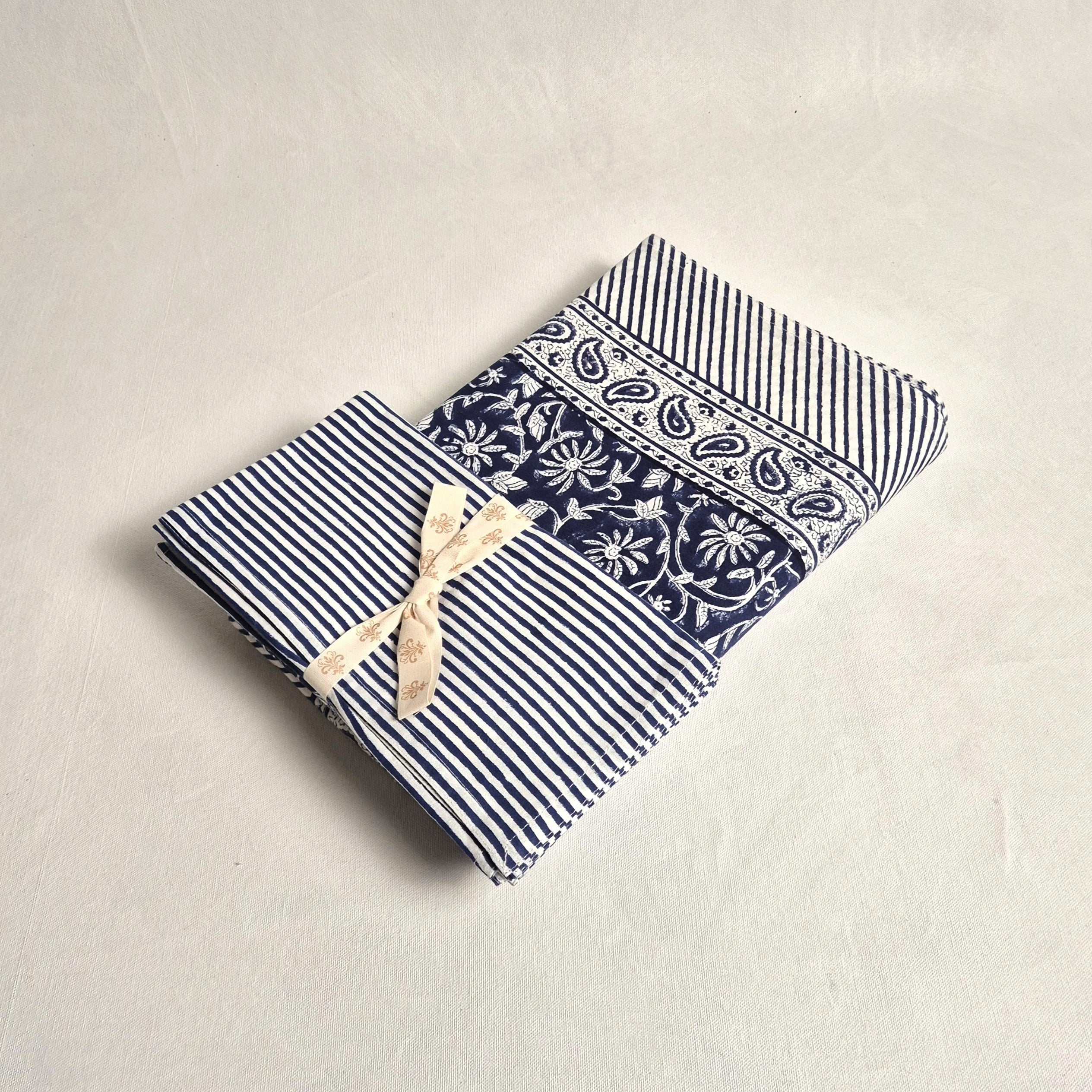 Cotton Tablecloth - Margerita Navy