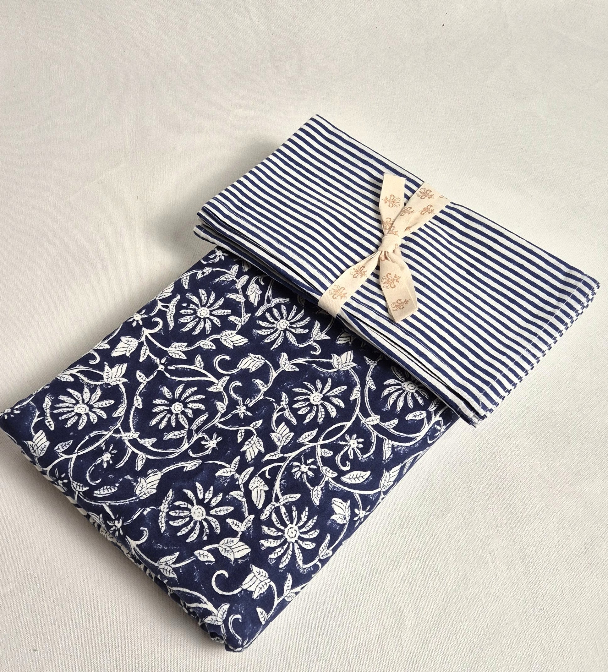 Cotton Napkins - Navy Stripe