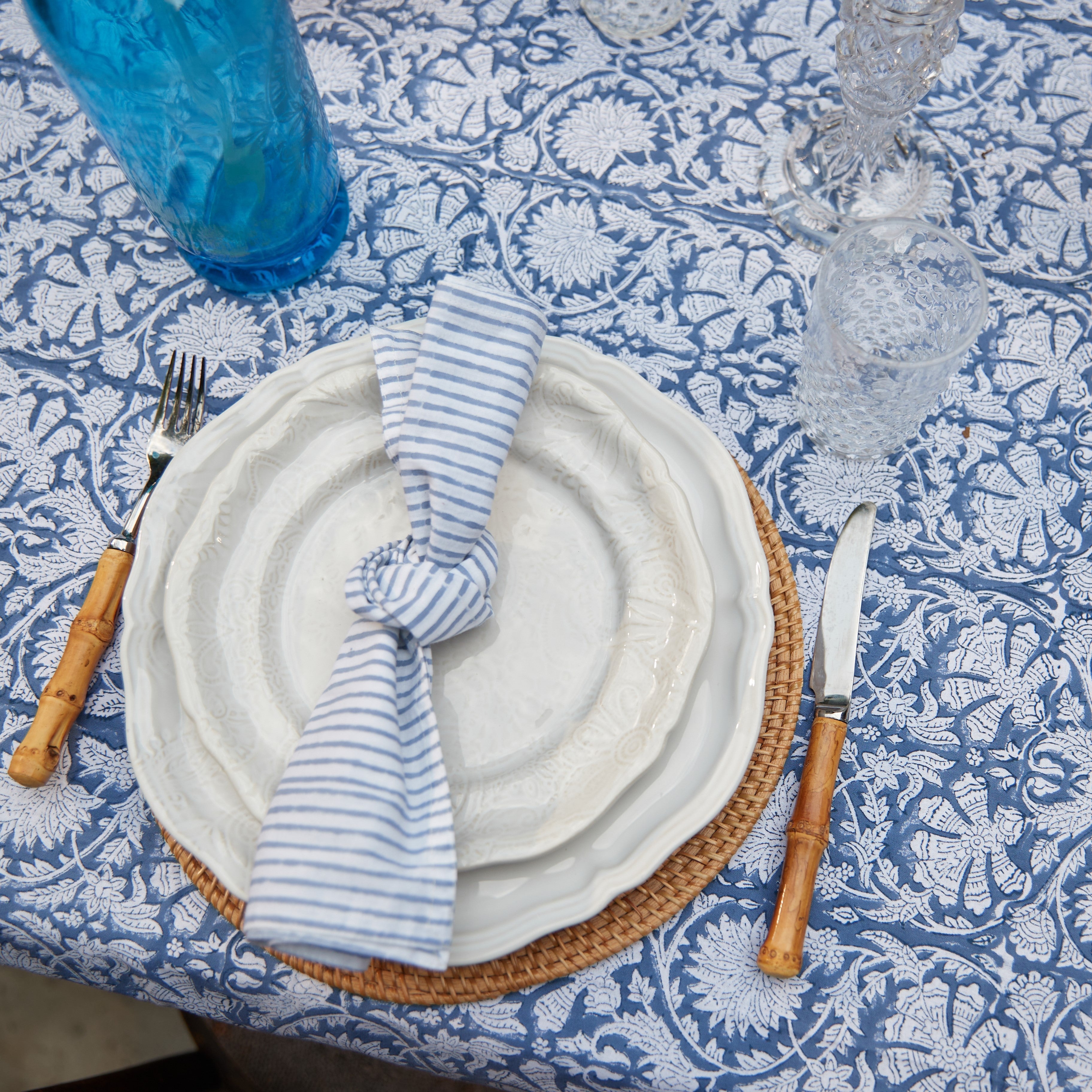 Cotton Tablecloth - Paradise Cornflour Blue