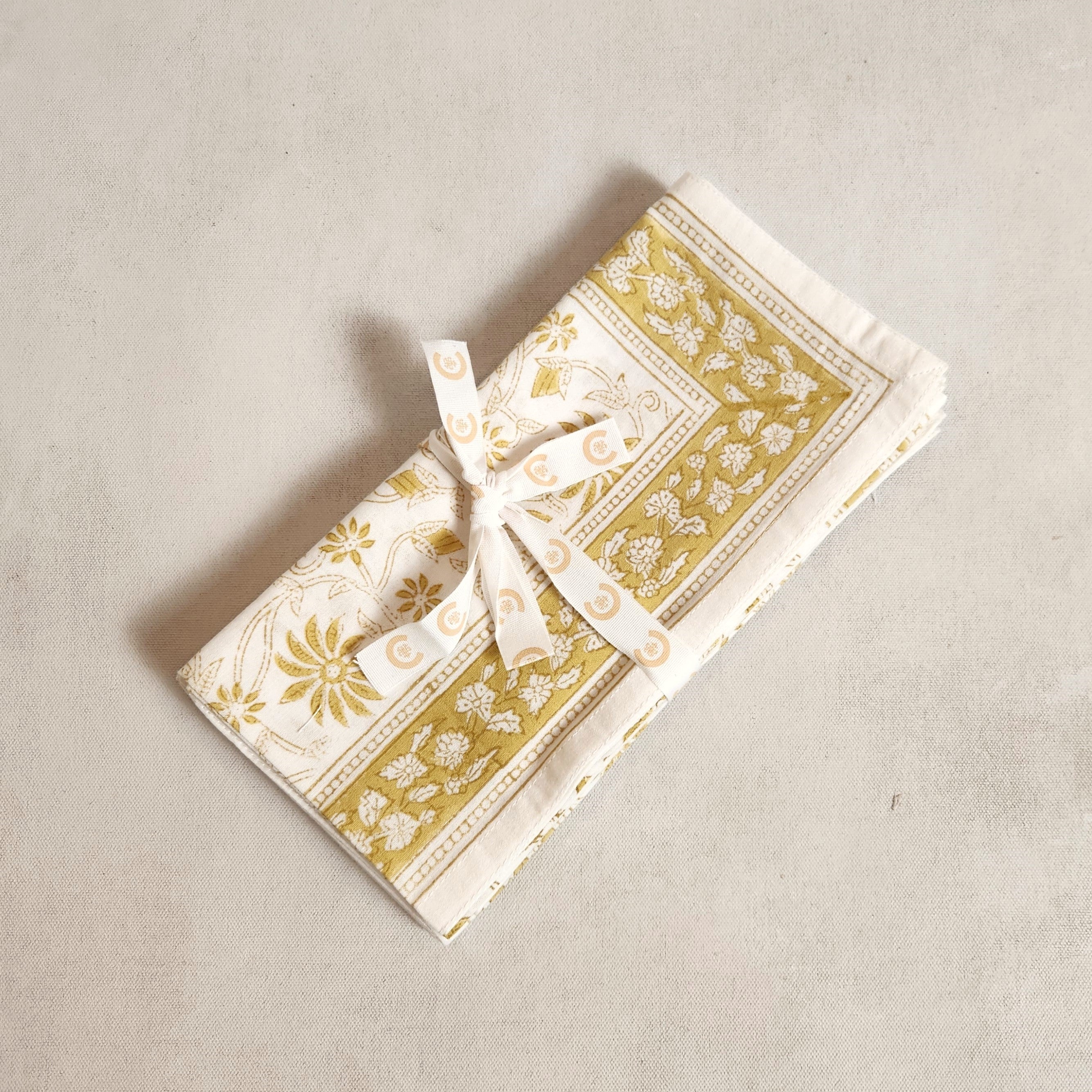 Cotton Napkins - Margerita Yellow Olive