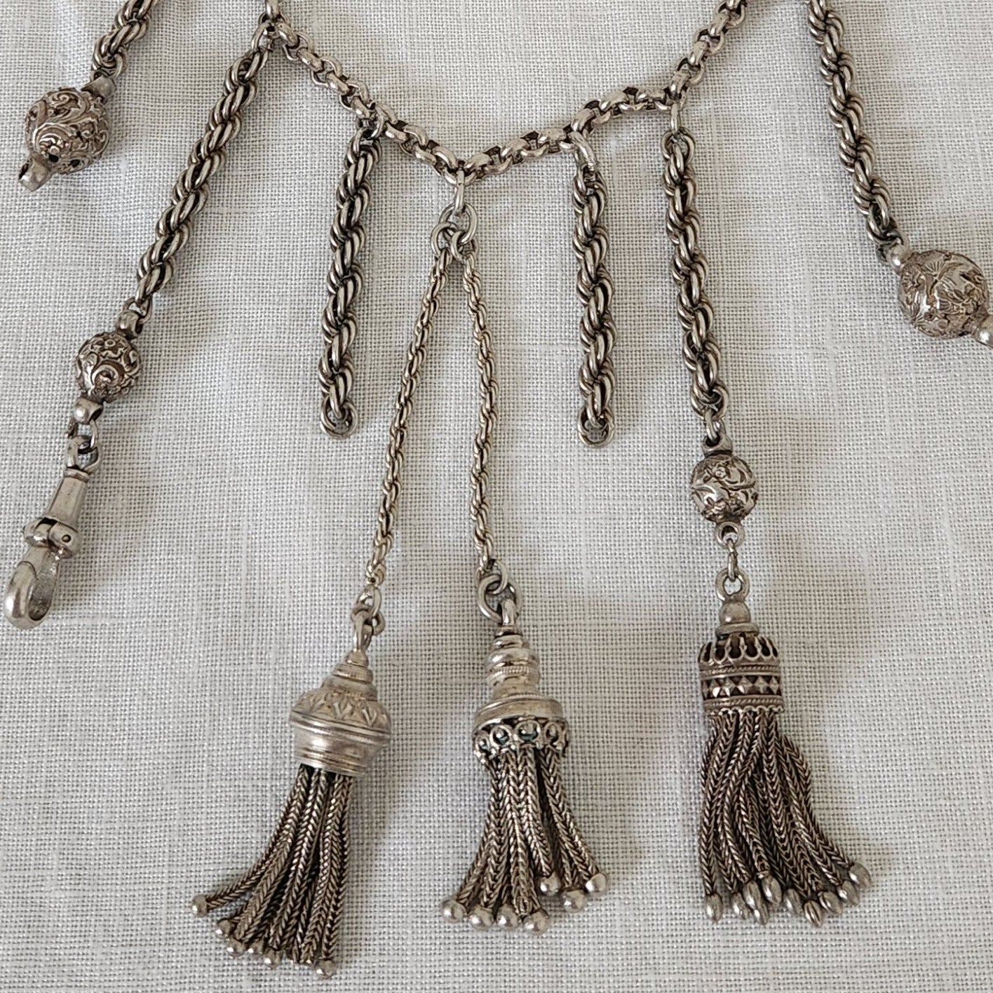 Antique Sterling Silver Chatelaine Necklace