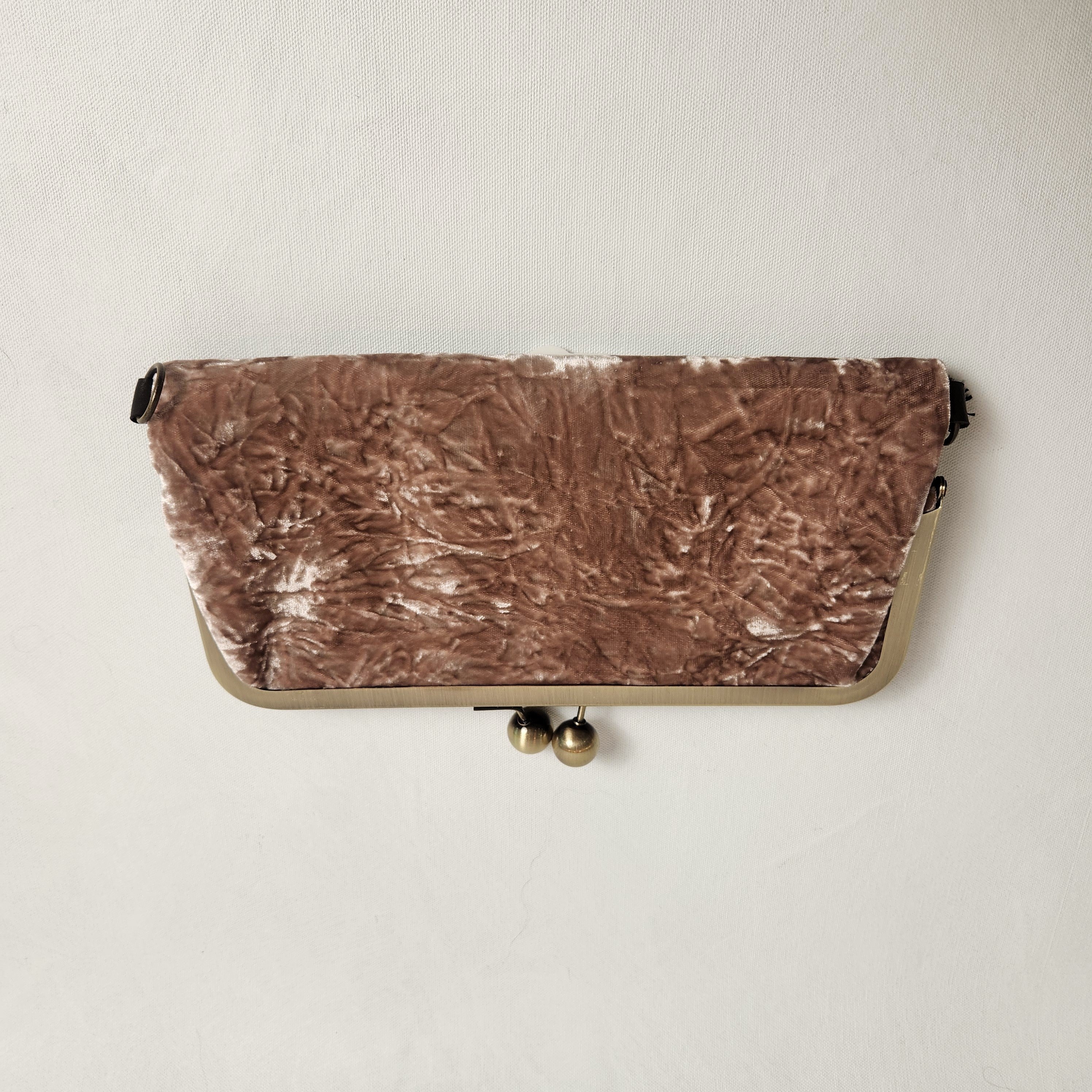 Nora Crossbody /Clutch Bag - Crushed Cinnamon Pink Velvet and Chocolate