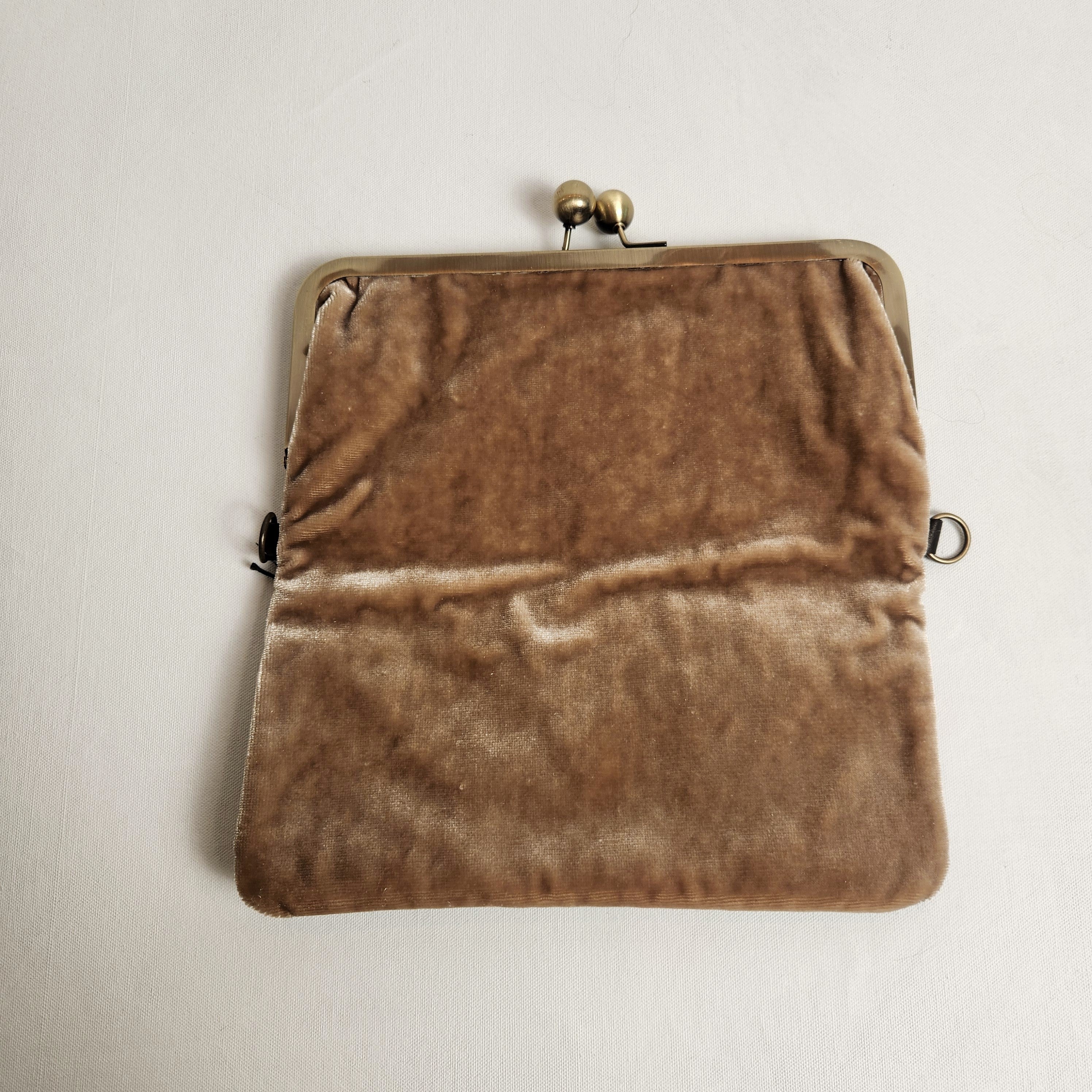 Nora Crossbody /Clutch Bag - Crushed Sapphire Blue velvet and Champagne