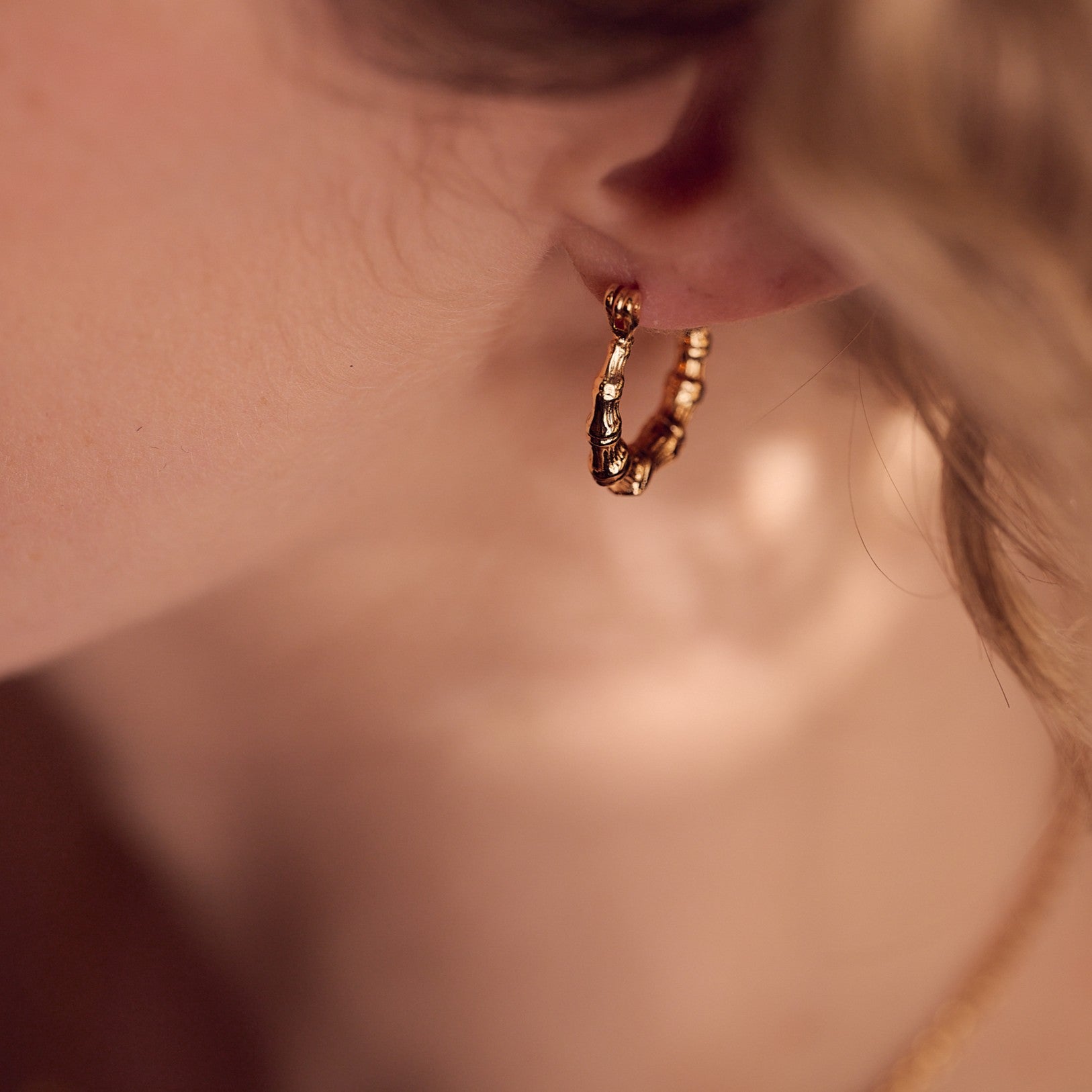 Bamboo Hoop Earrings Small (french lock)