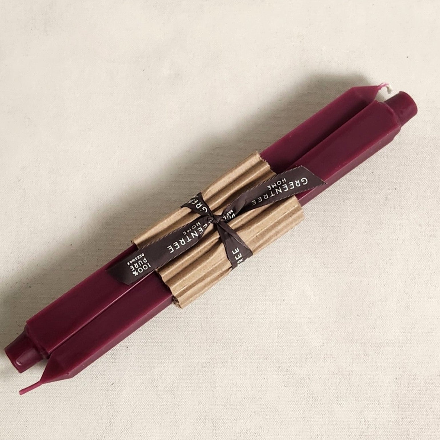 wild plum coloured beeswax square taper candles