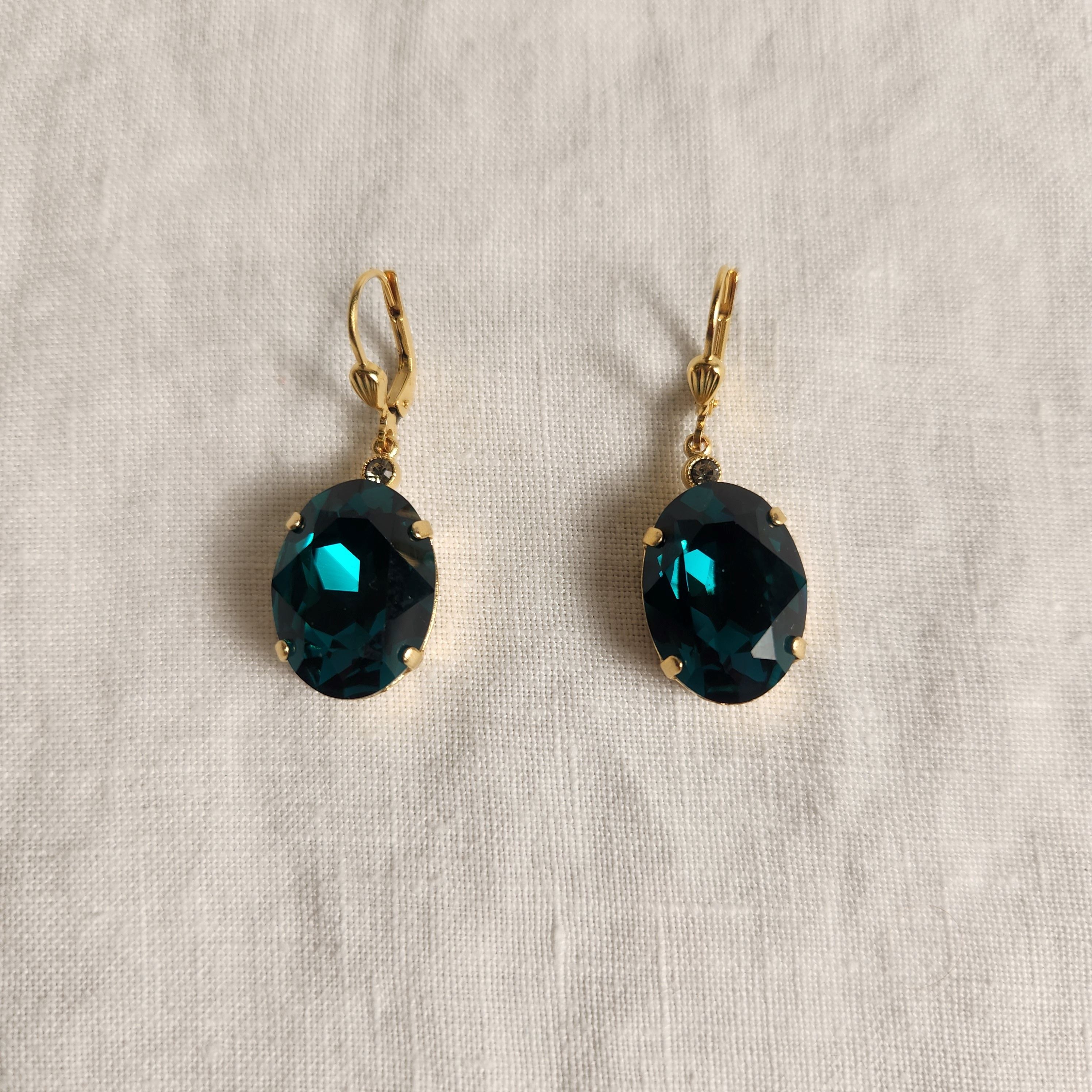 Eloise- Emerald Crystal Earrings