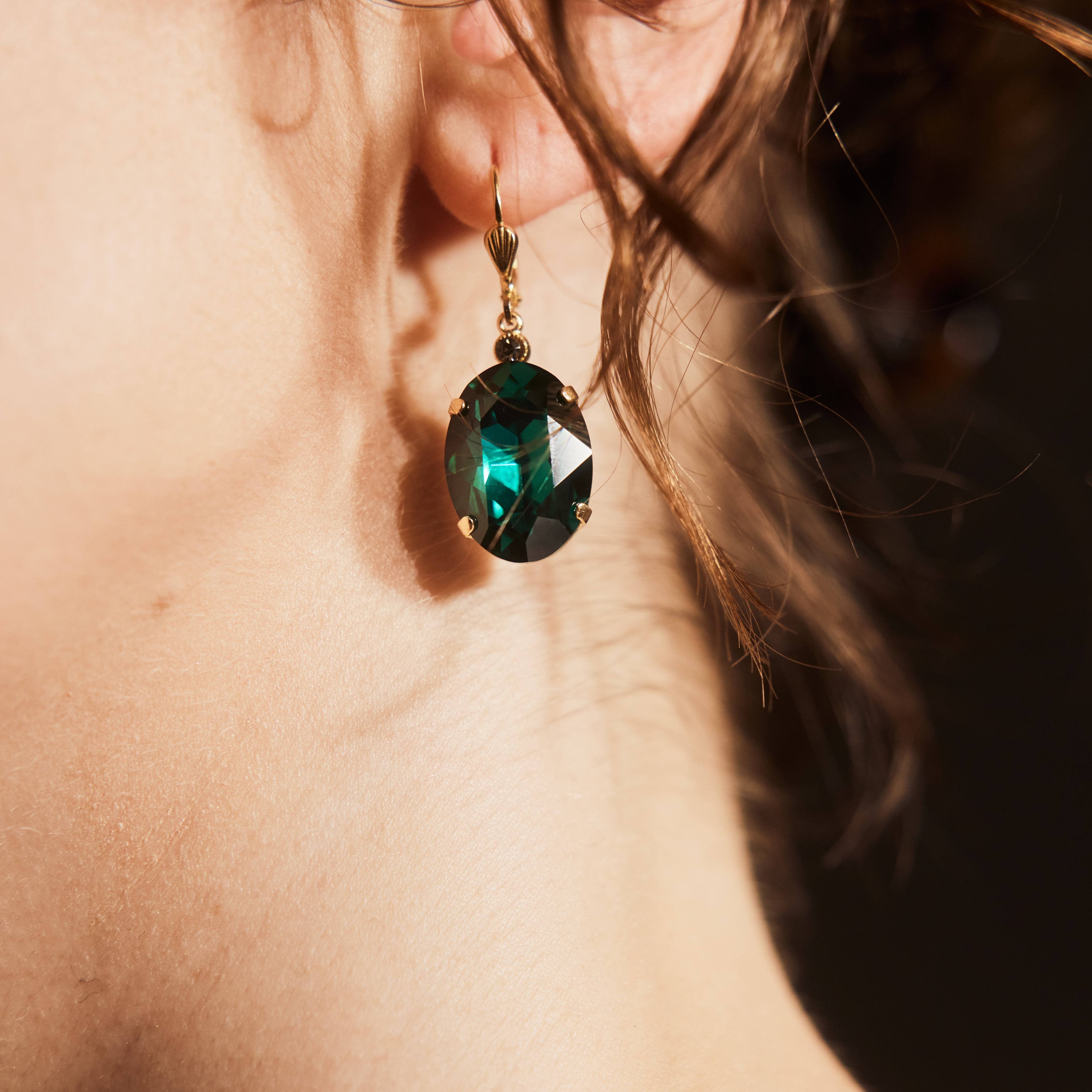 Eloise- Emerald Crystal Earrings