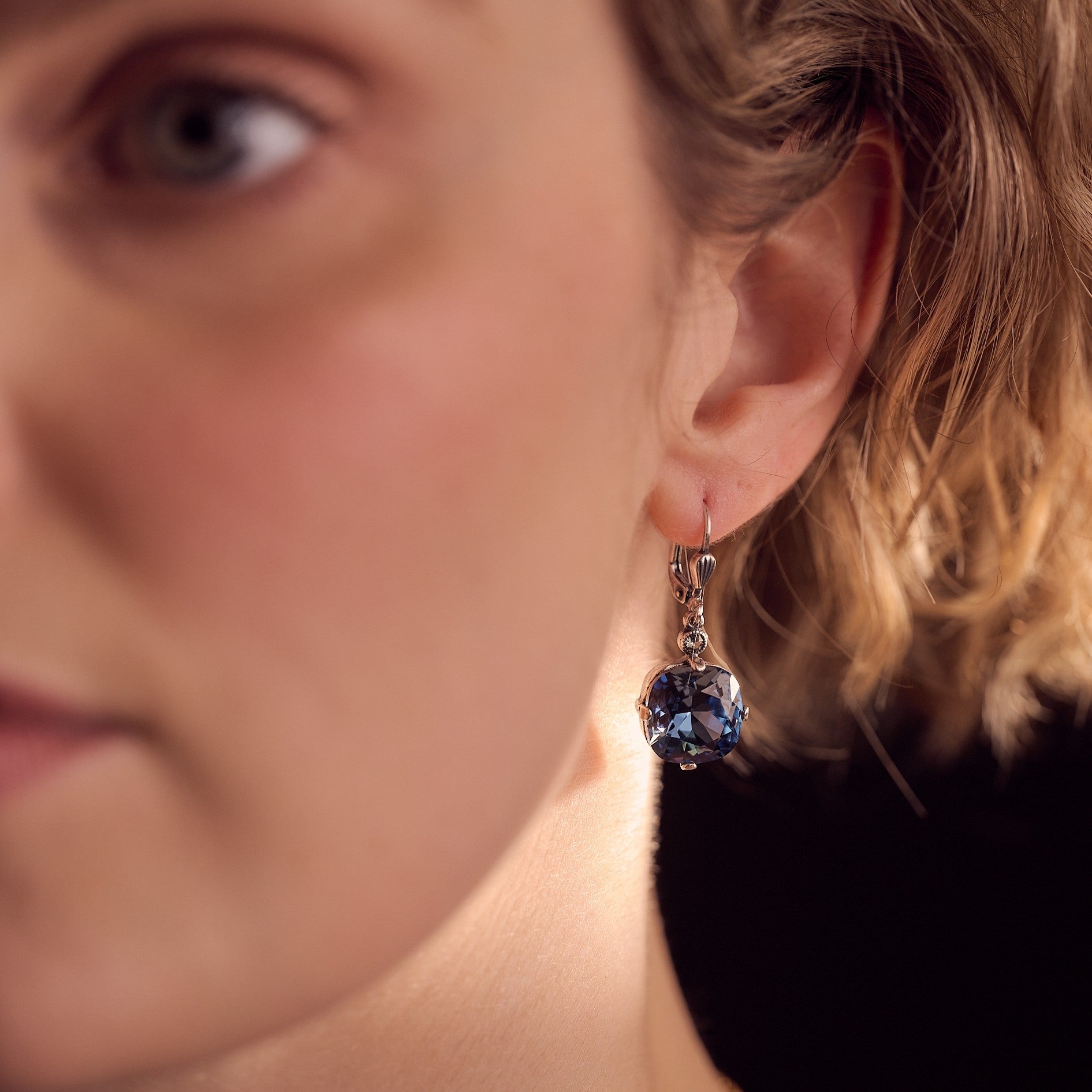 Florence- Sapphire Crystal Silver Earrings