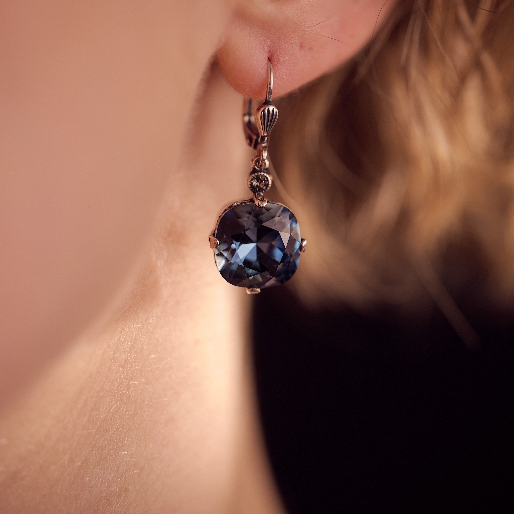 Florence- Sapphire Crystal Silver Earrings