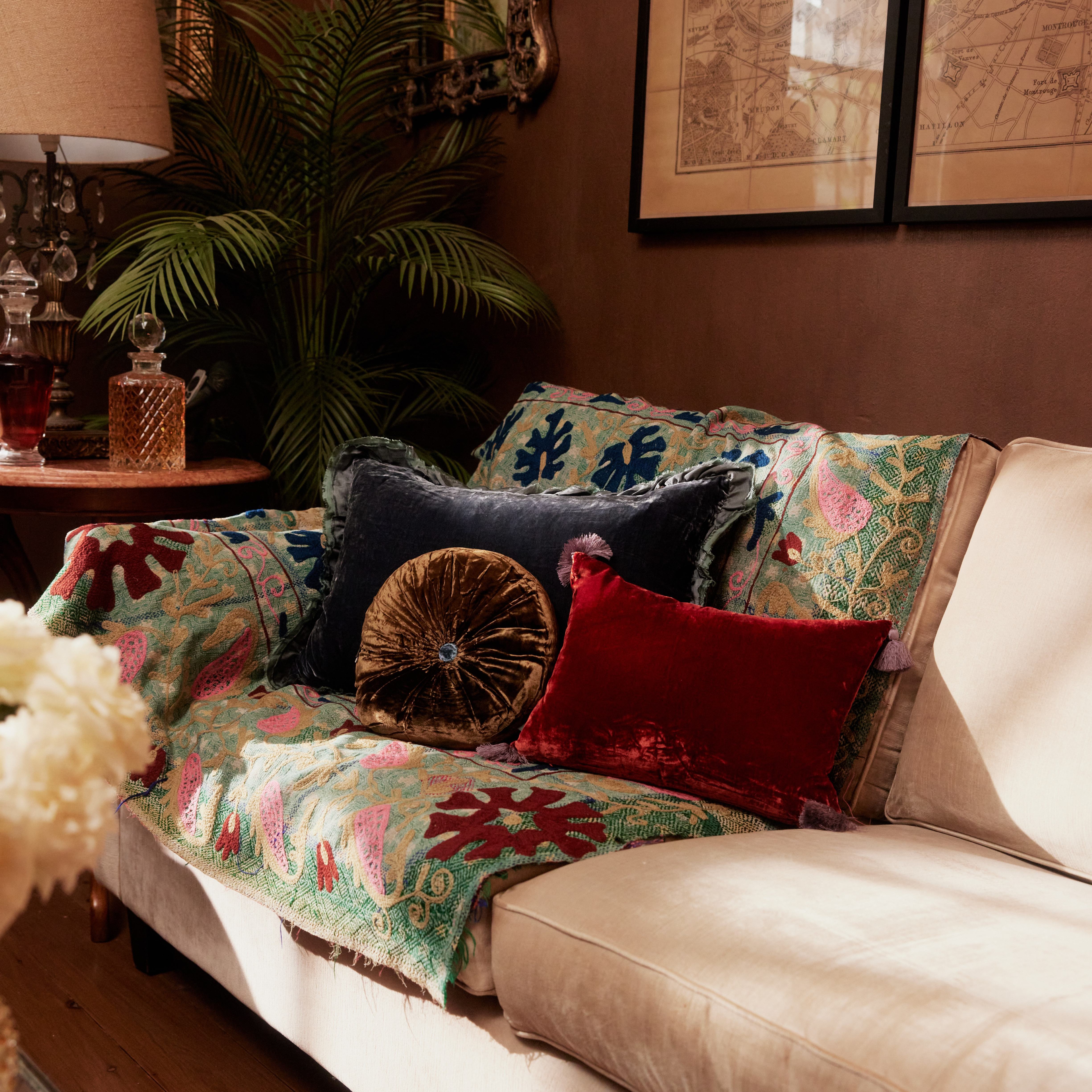 Pompom Cushion - Shanghai Red