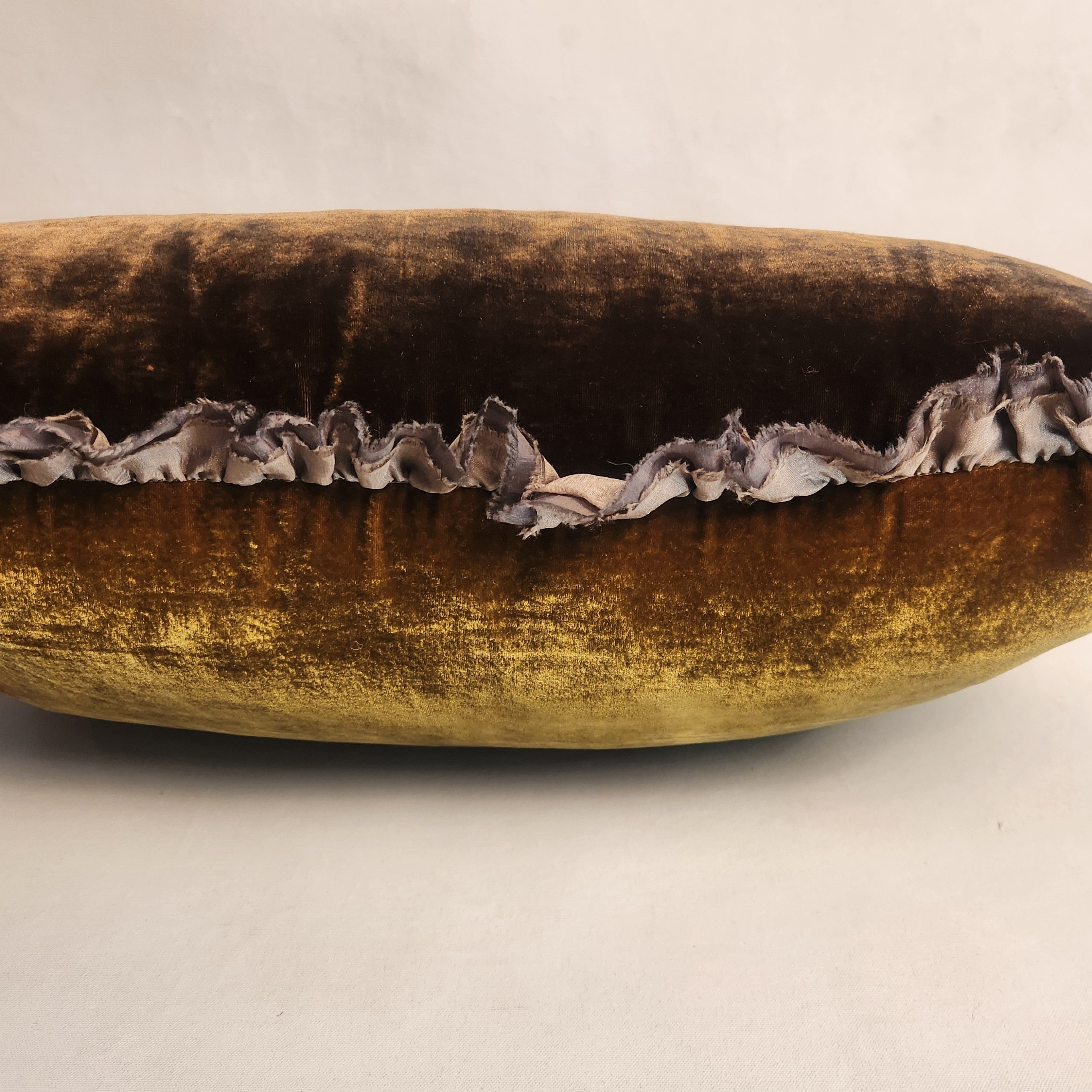Seraphine Cushion with Silk Ruffle - Owaka Brown
