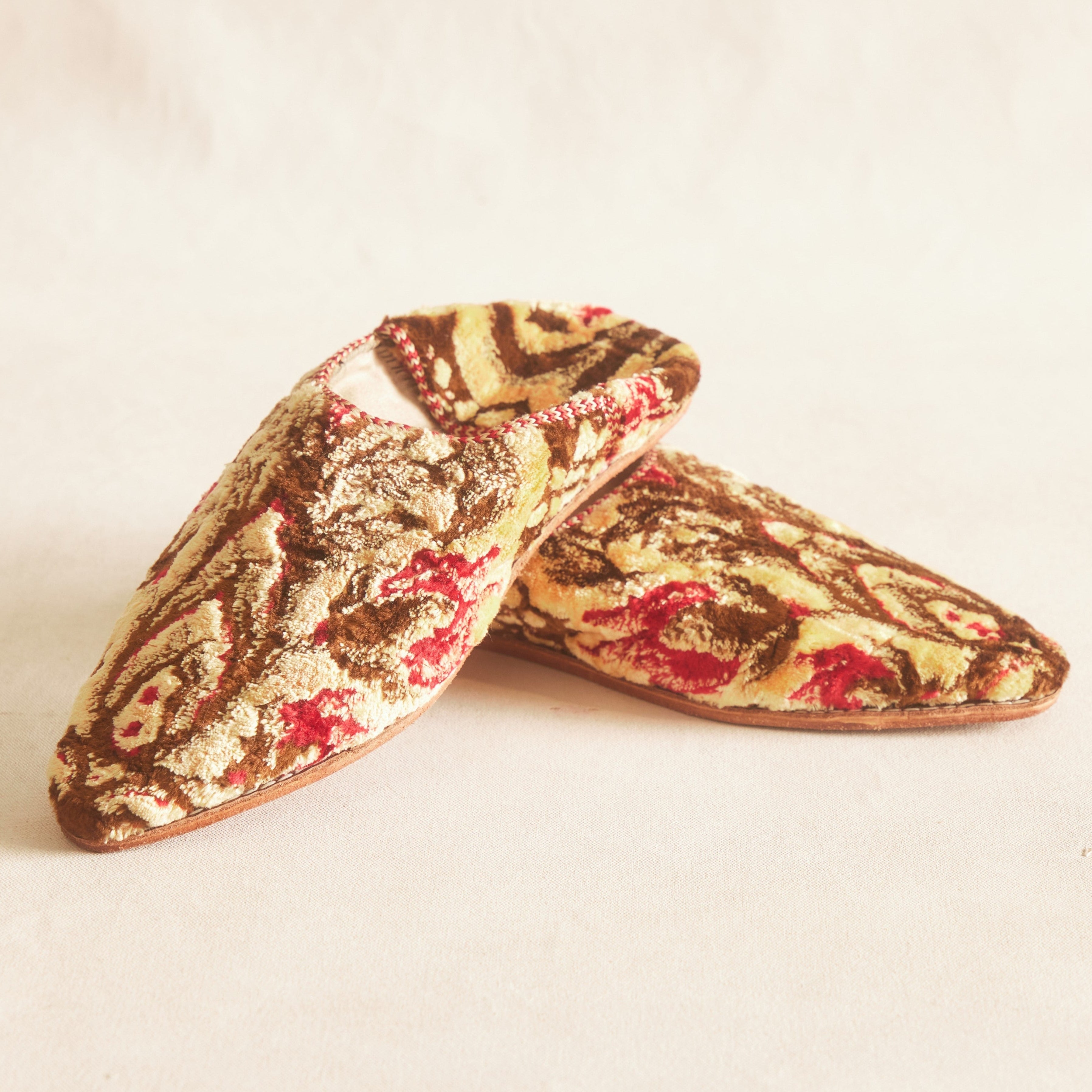 Babouche Slippers - Ochre & Rose