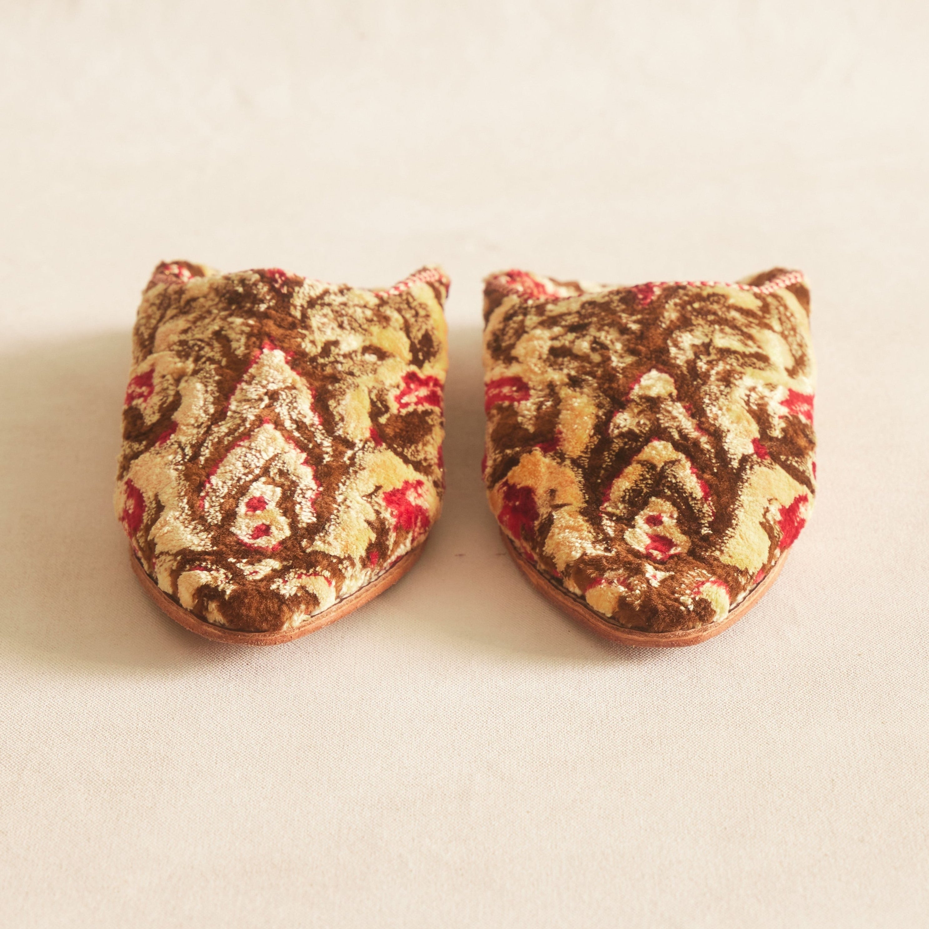 Babouche Slippers - Ochre & Rose