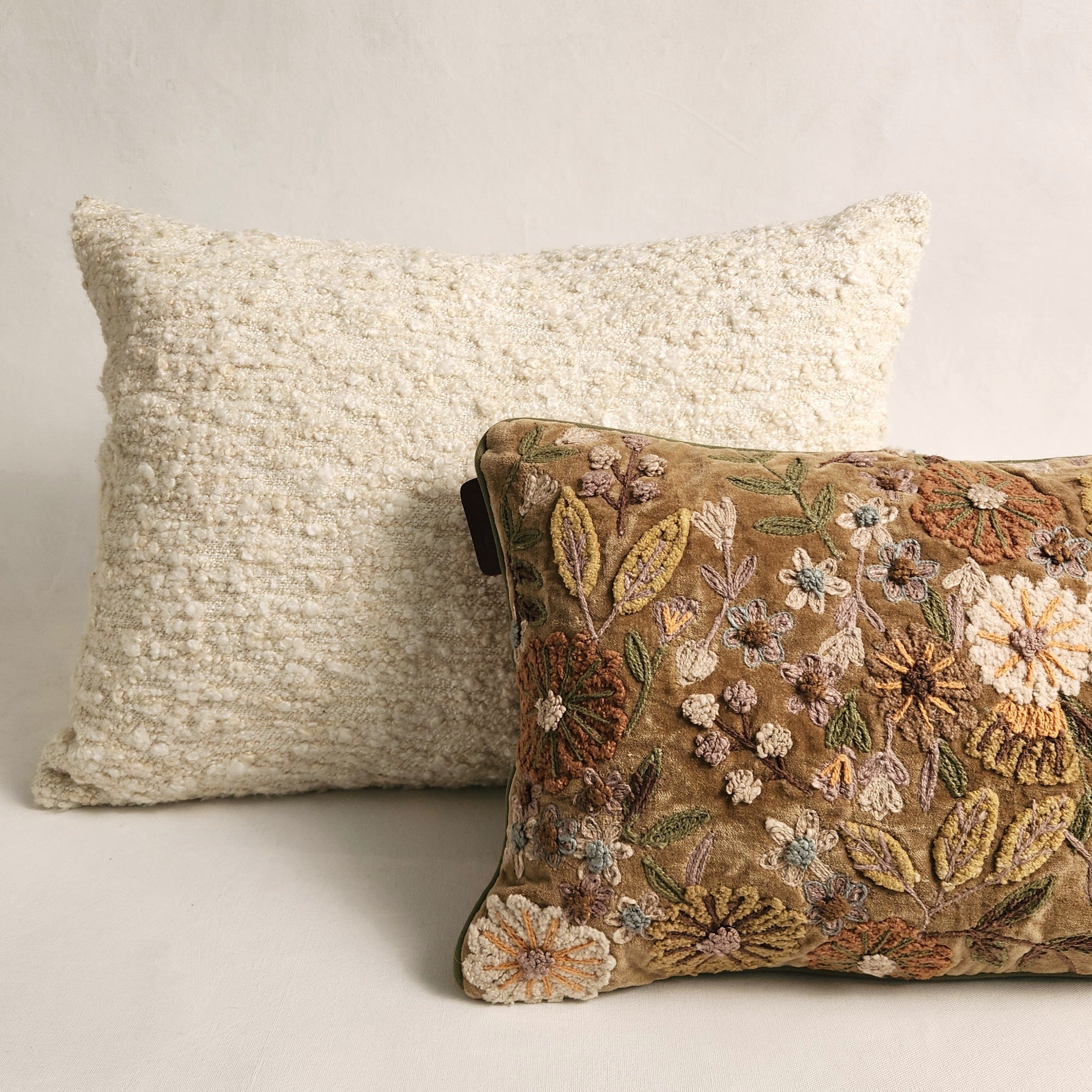 Beautiful Clotted Cream Boucle Lumber Cushion