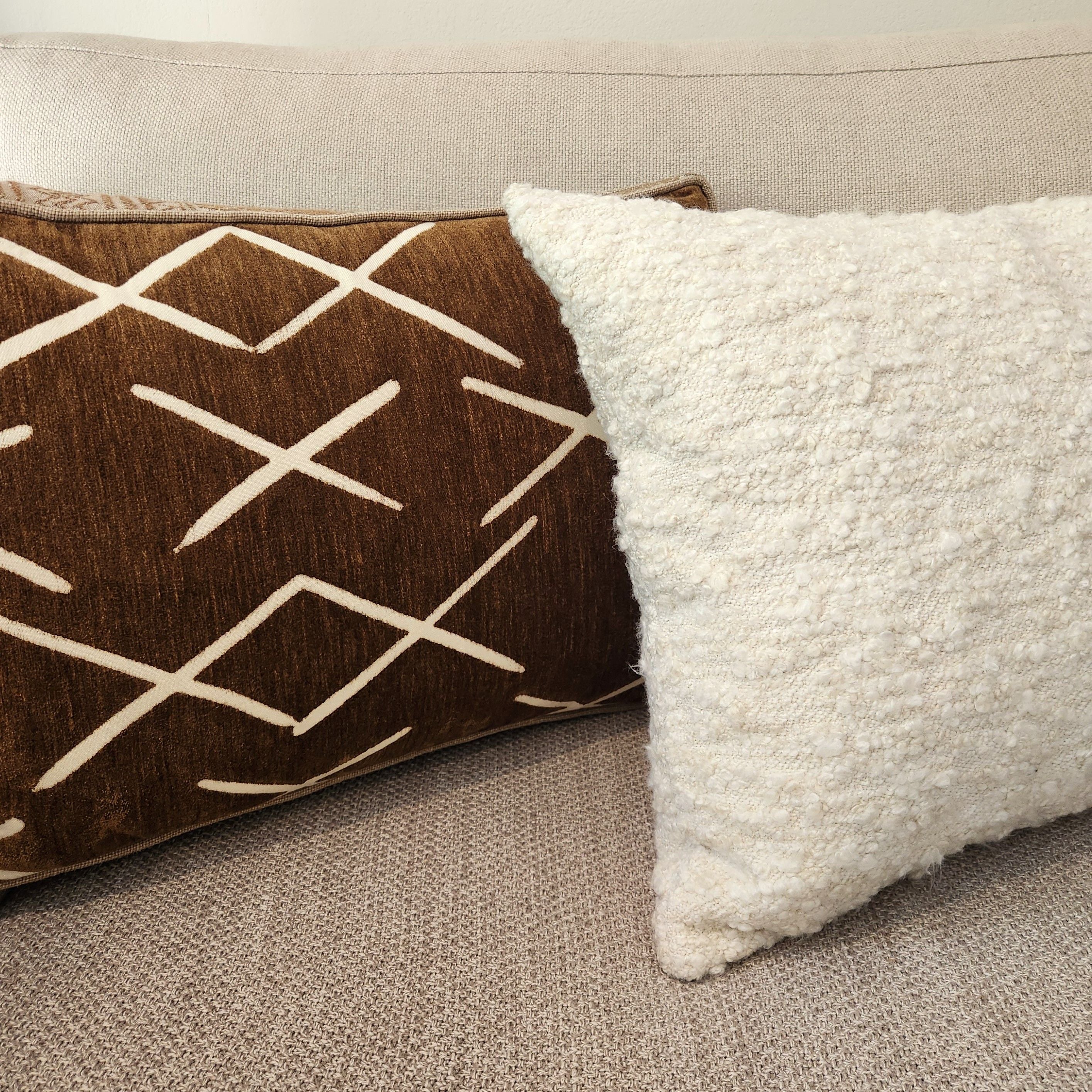 Beautiful Clotted Cream Boucle Lumber Cushion