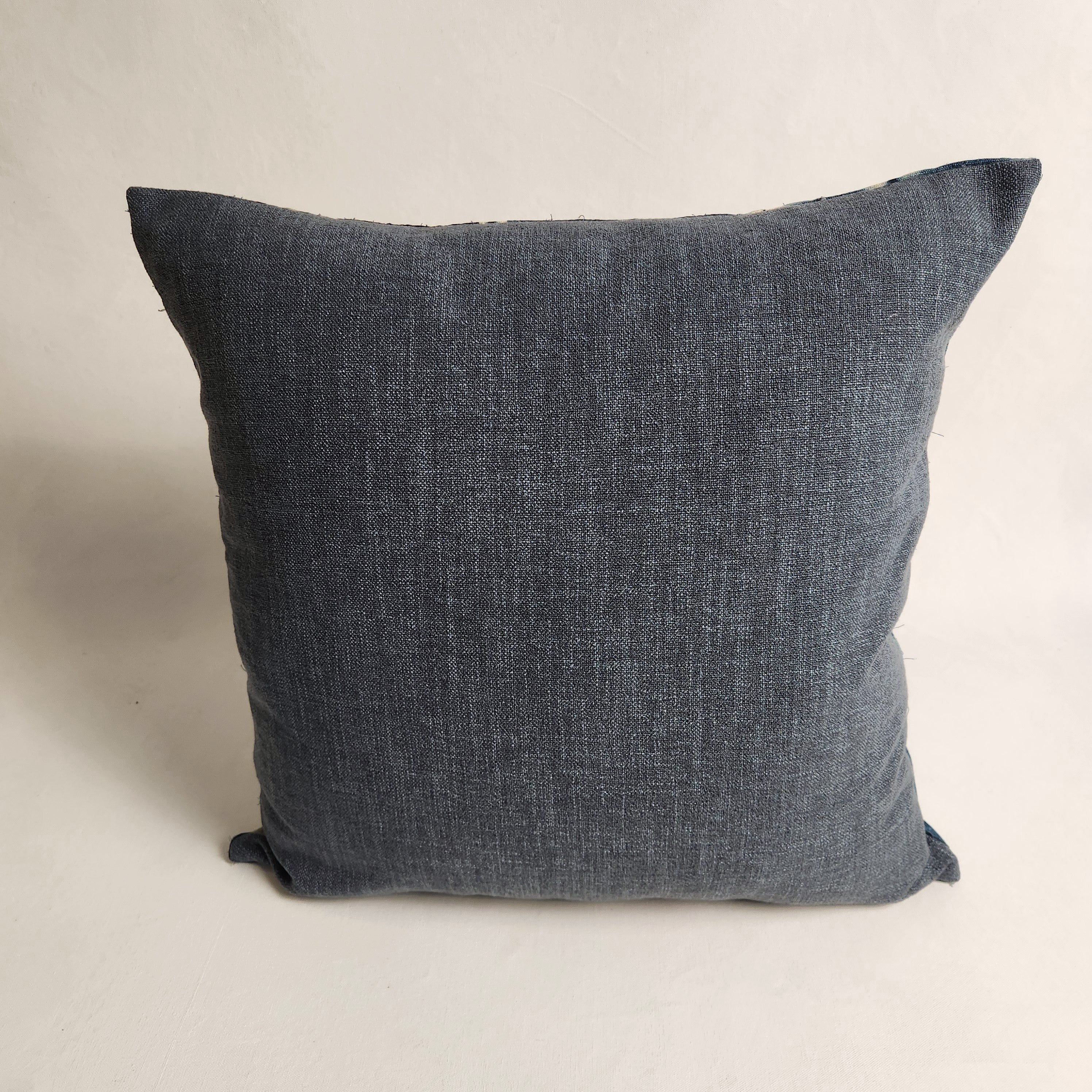 Denim Hued Hand Dyed Mud Cushion