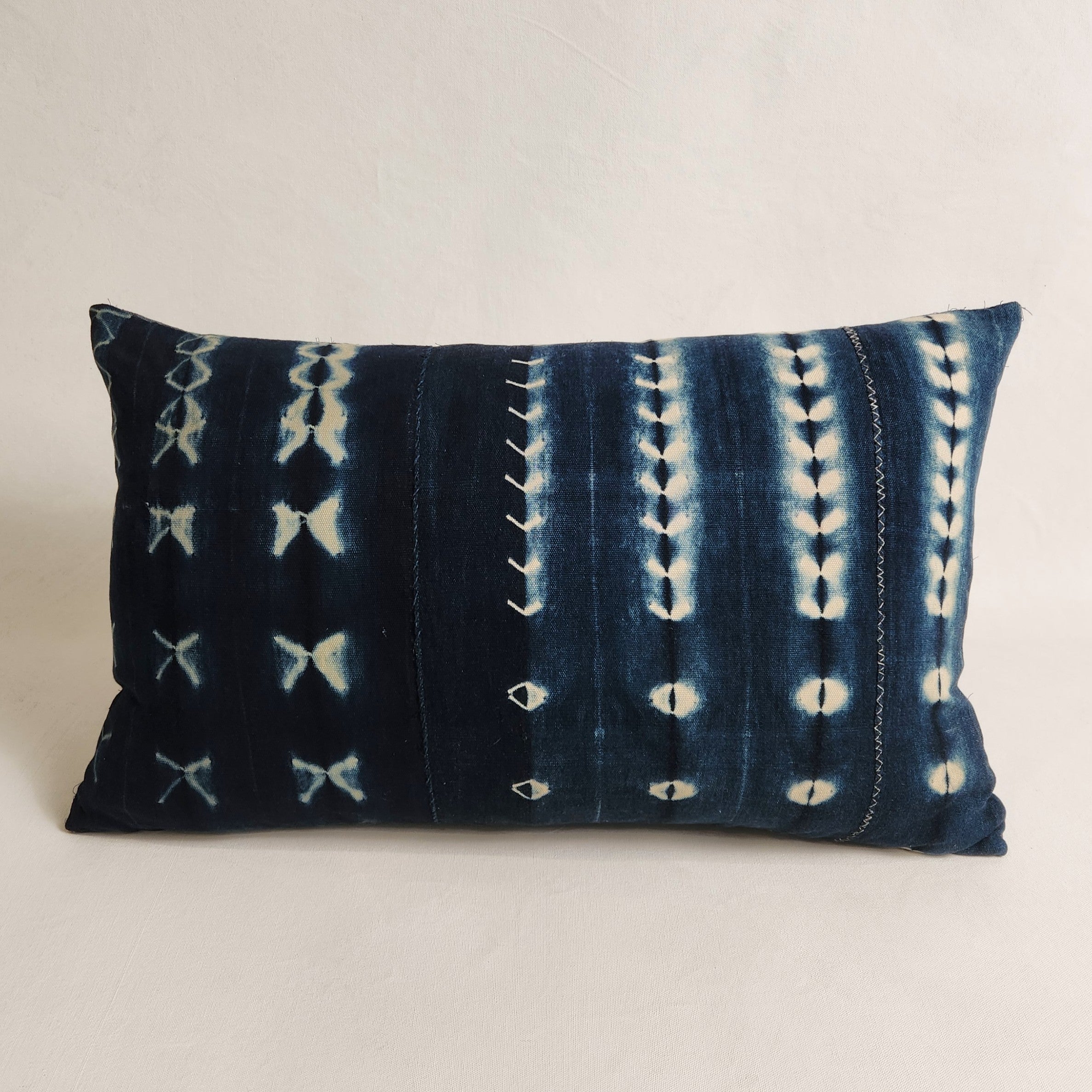 Denim Hued Hand Dyed Mud Lumbar Cushion