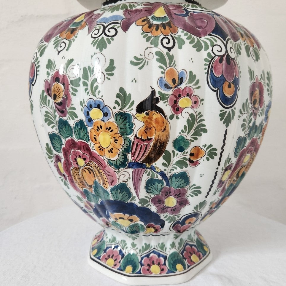 Glorious Large Polychrome Dutch Delft Lidded Pot