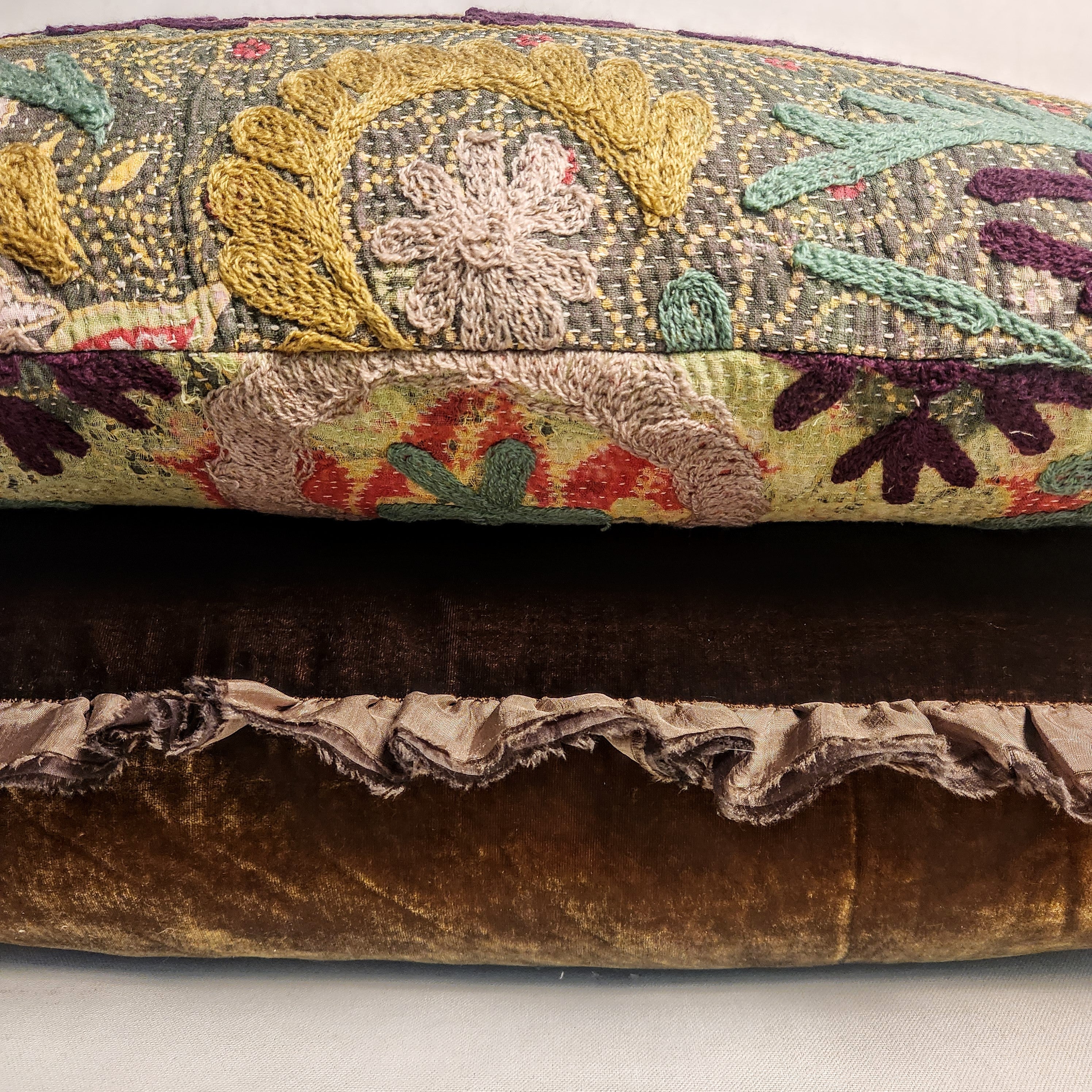 Suzani Cushion #15 - Lilac, Green & Ochre 30x50