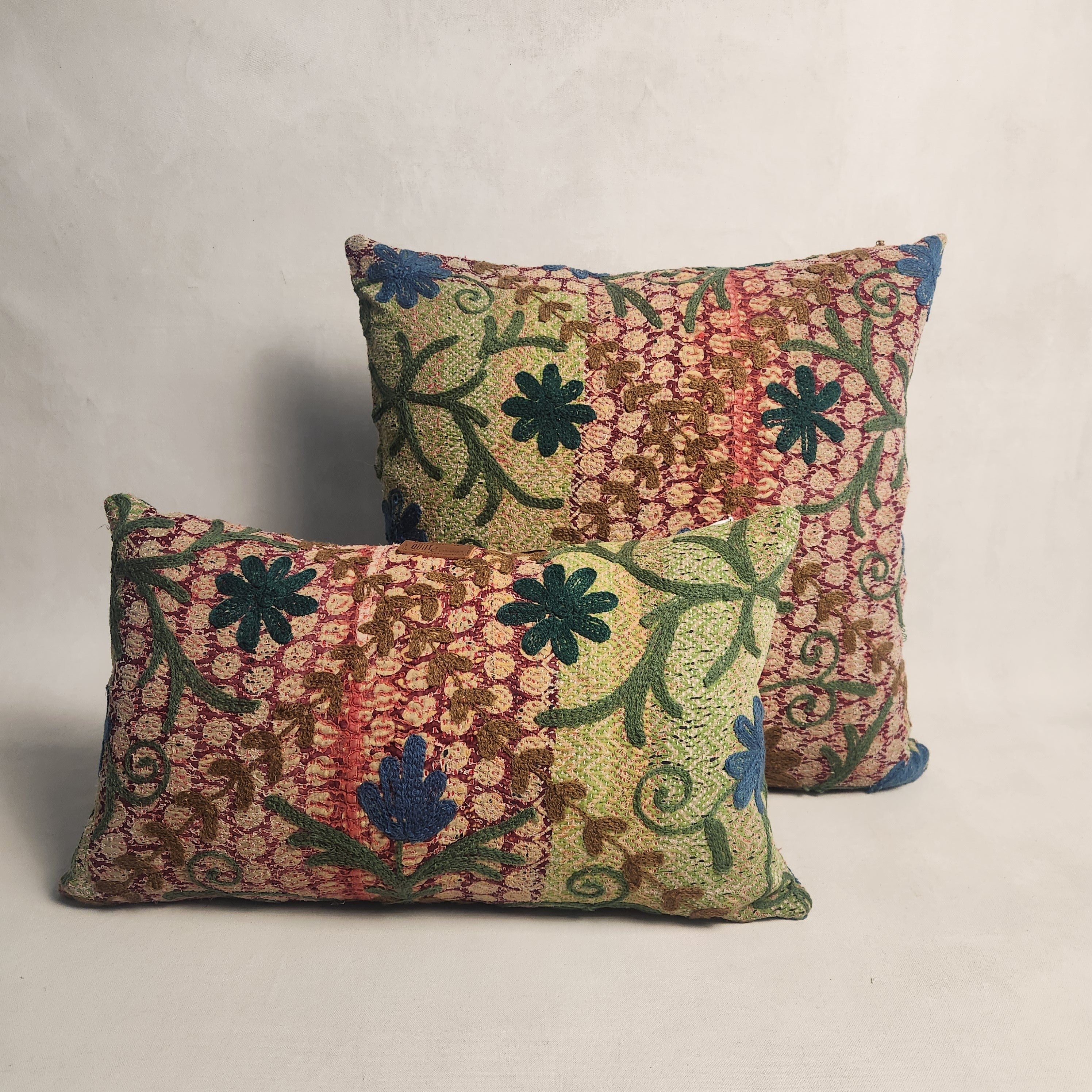 Suzani Cushion #20 - Blue, Green & Pink 50x50