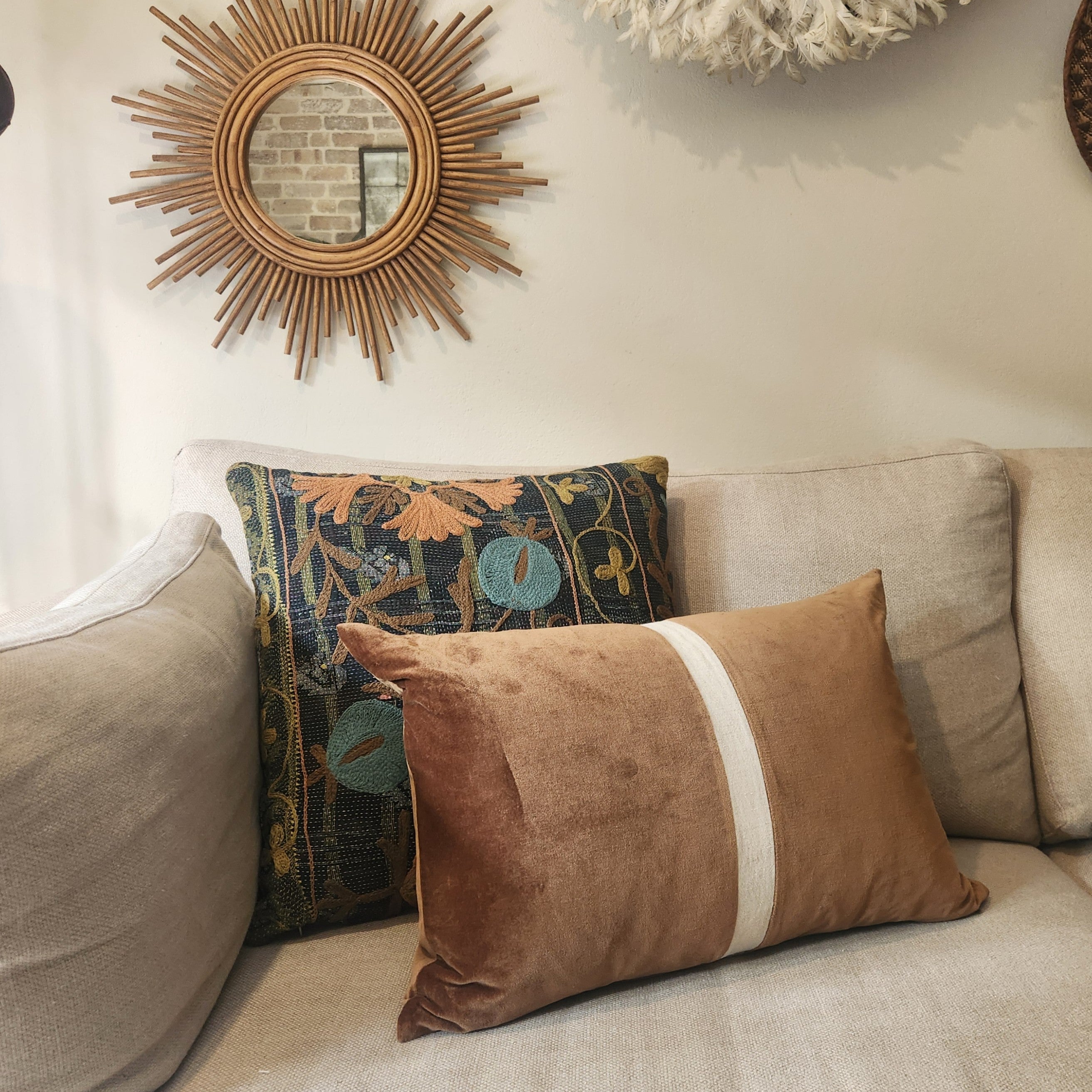 Suzani Cushion #21 - Navy & Ochre 50x50