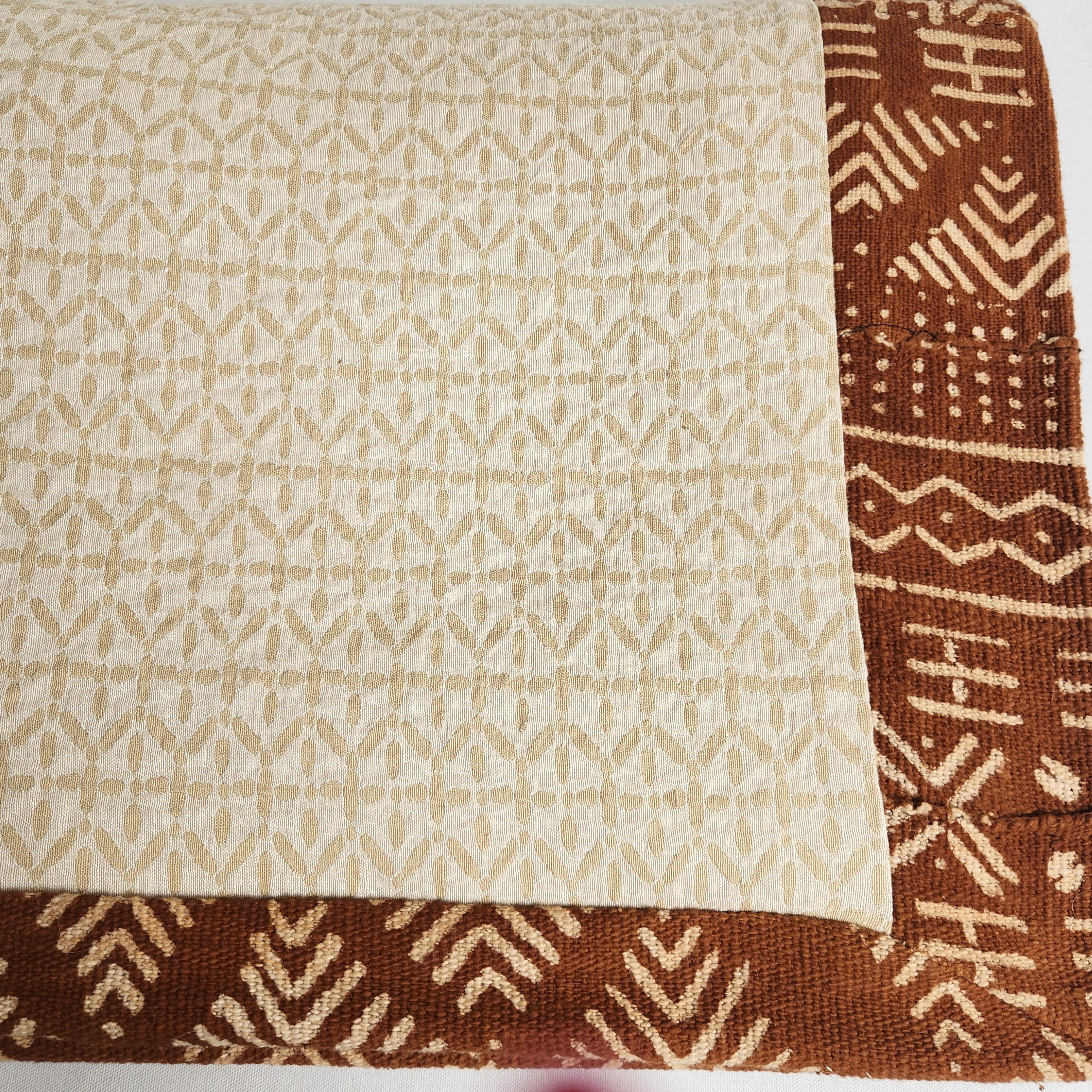 Vintage Tan Mud Cloth Throw