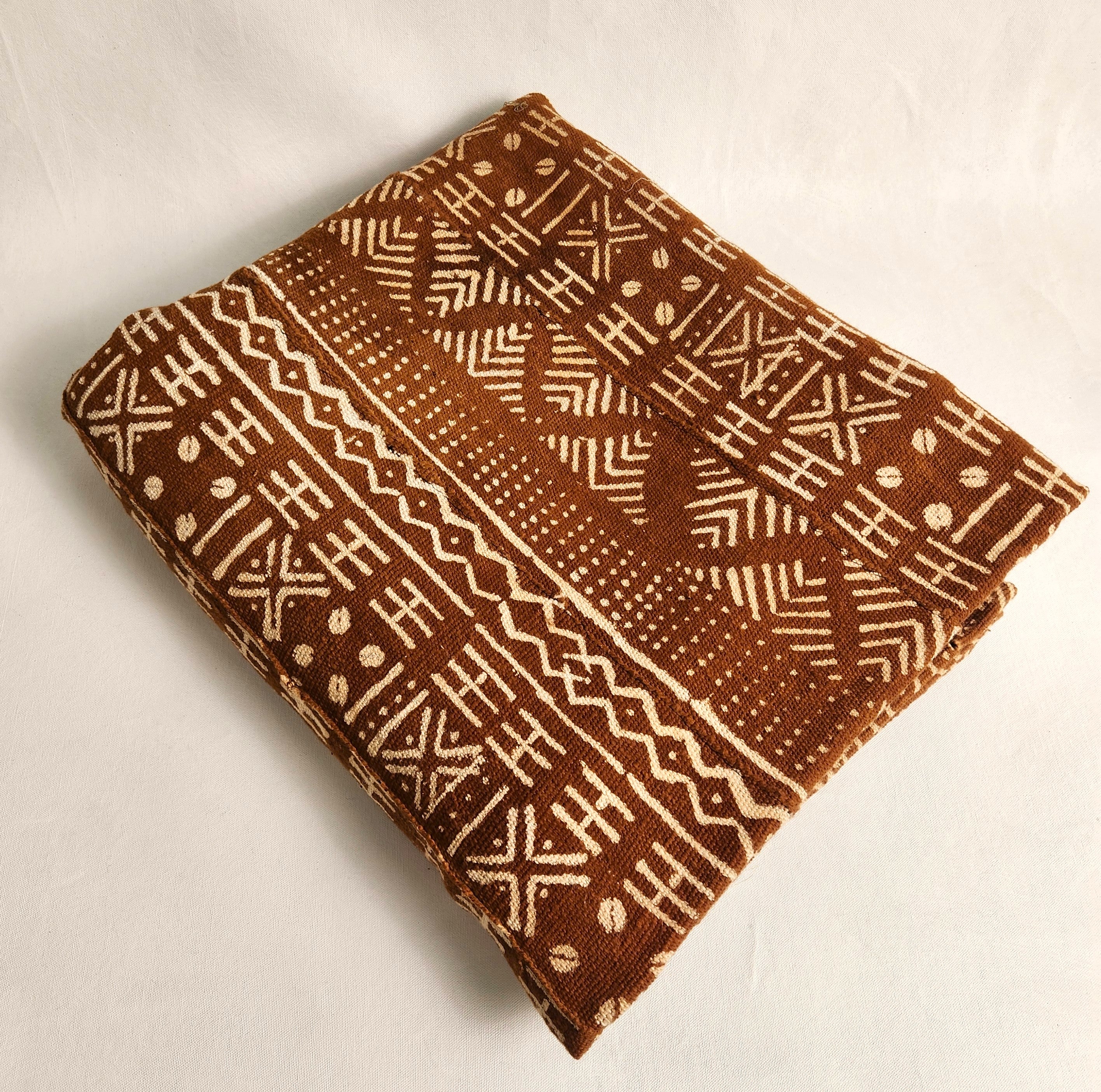 Vintage Tan Mud Cloth Throw