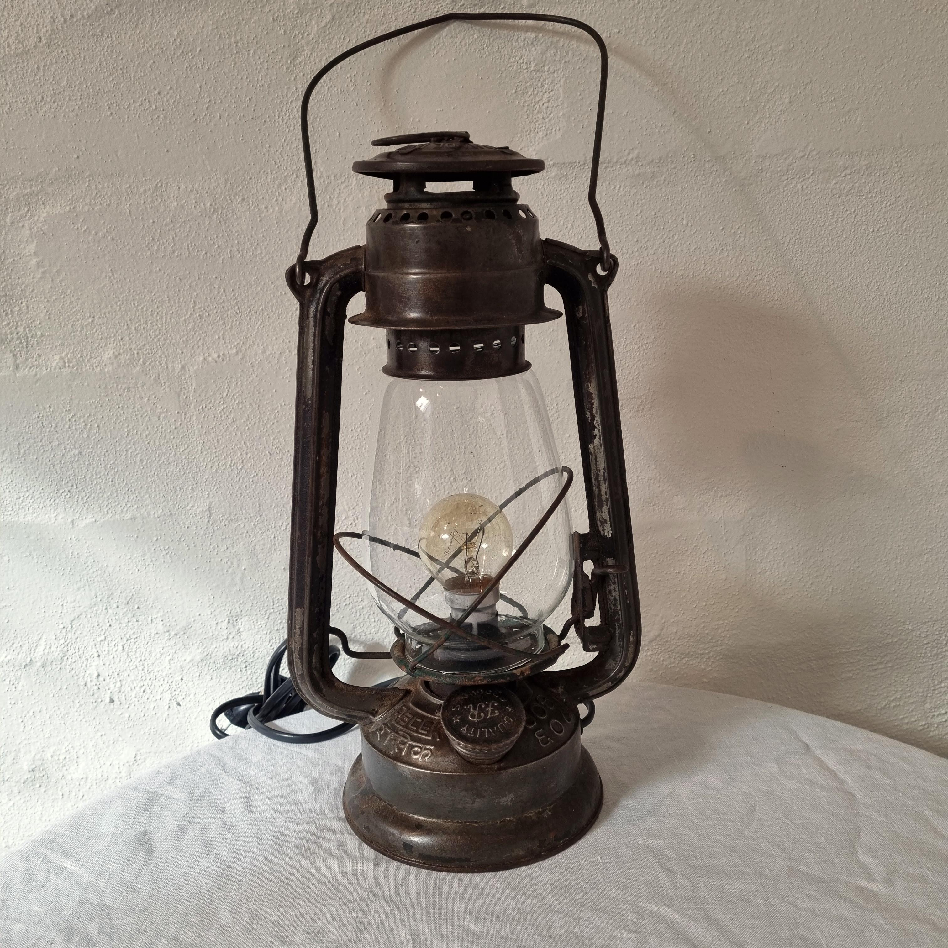Vintage converted Hurricane Lantern - Large