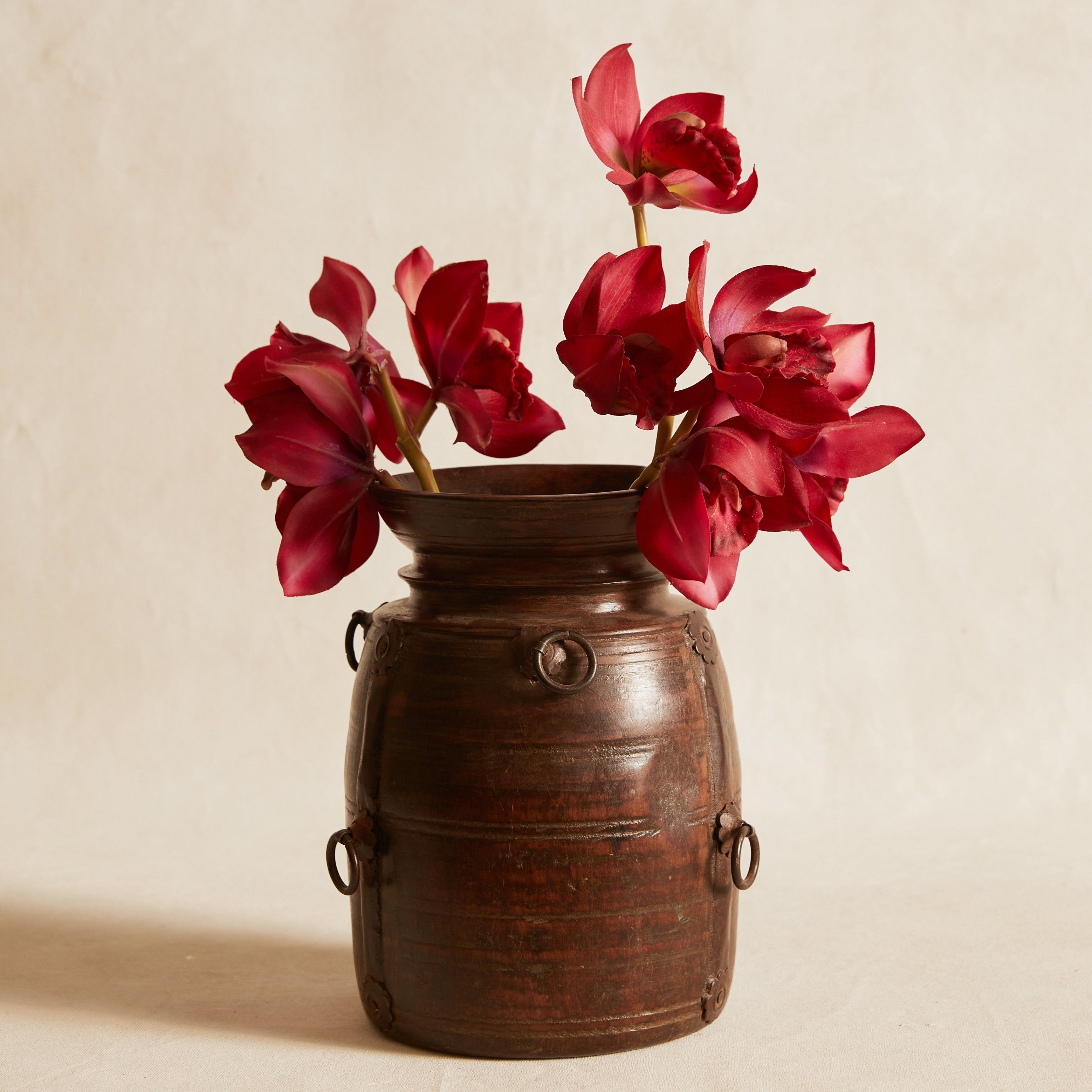 Wooden Naga Pot with metal trims - Medium