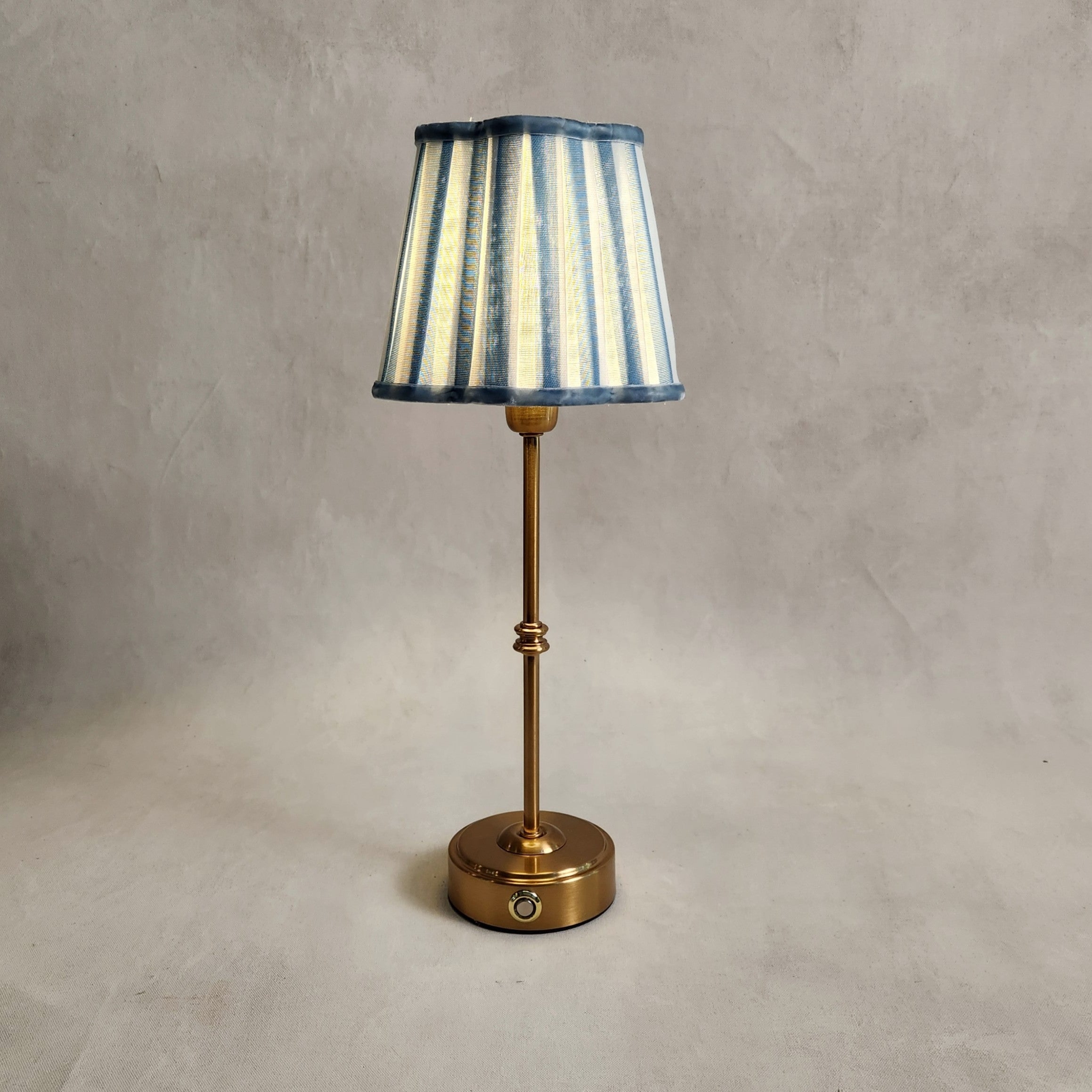 Blue Stripe Scallop Shade Cordless Table Lamp