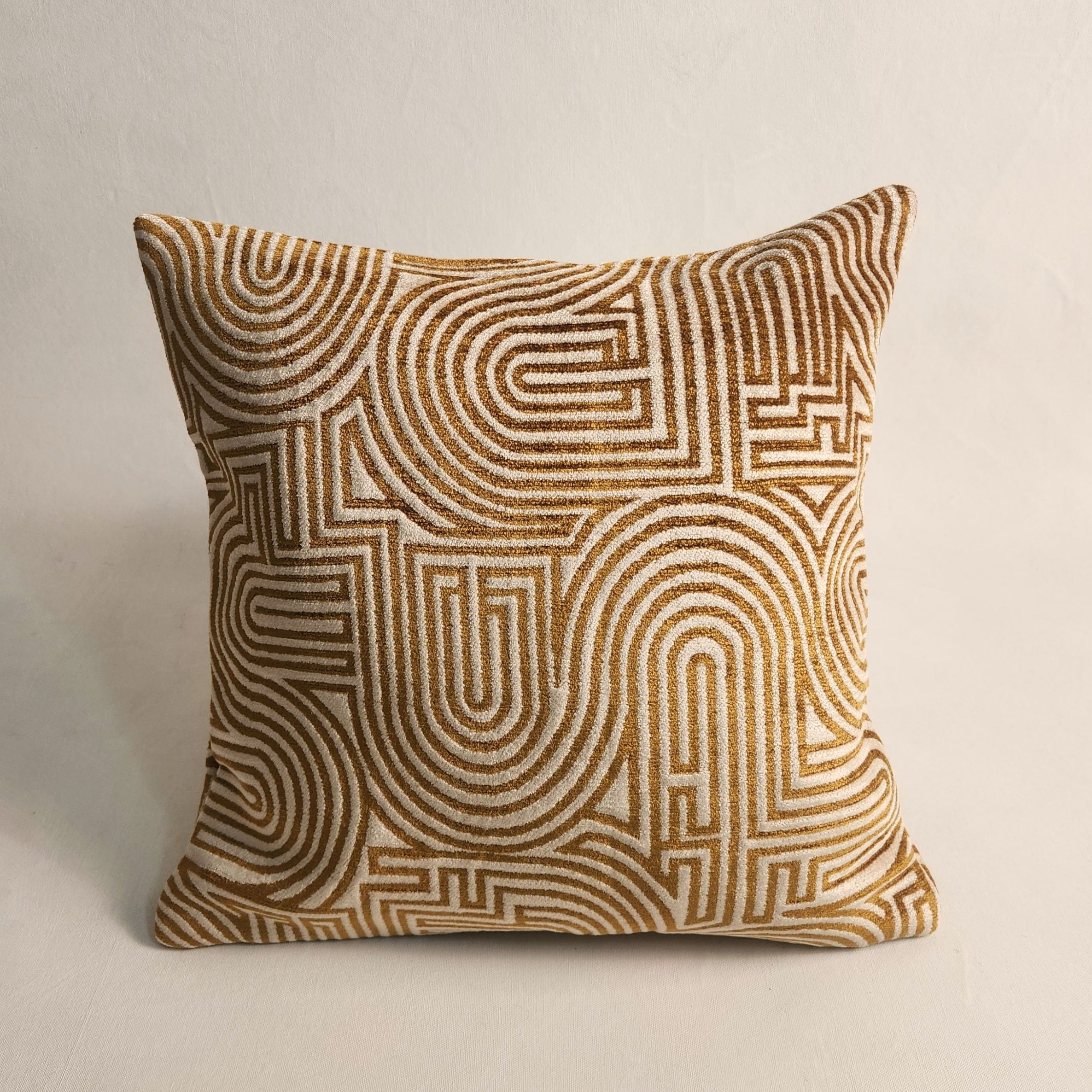 Klark Square Cushion - Ecru and Mustard