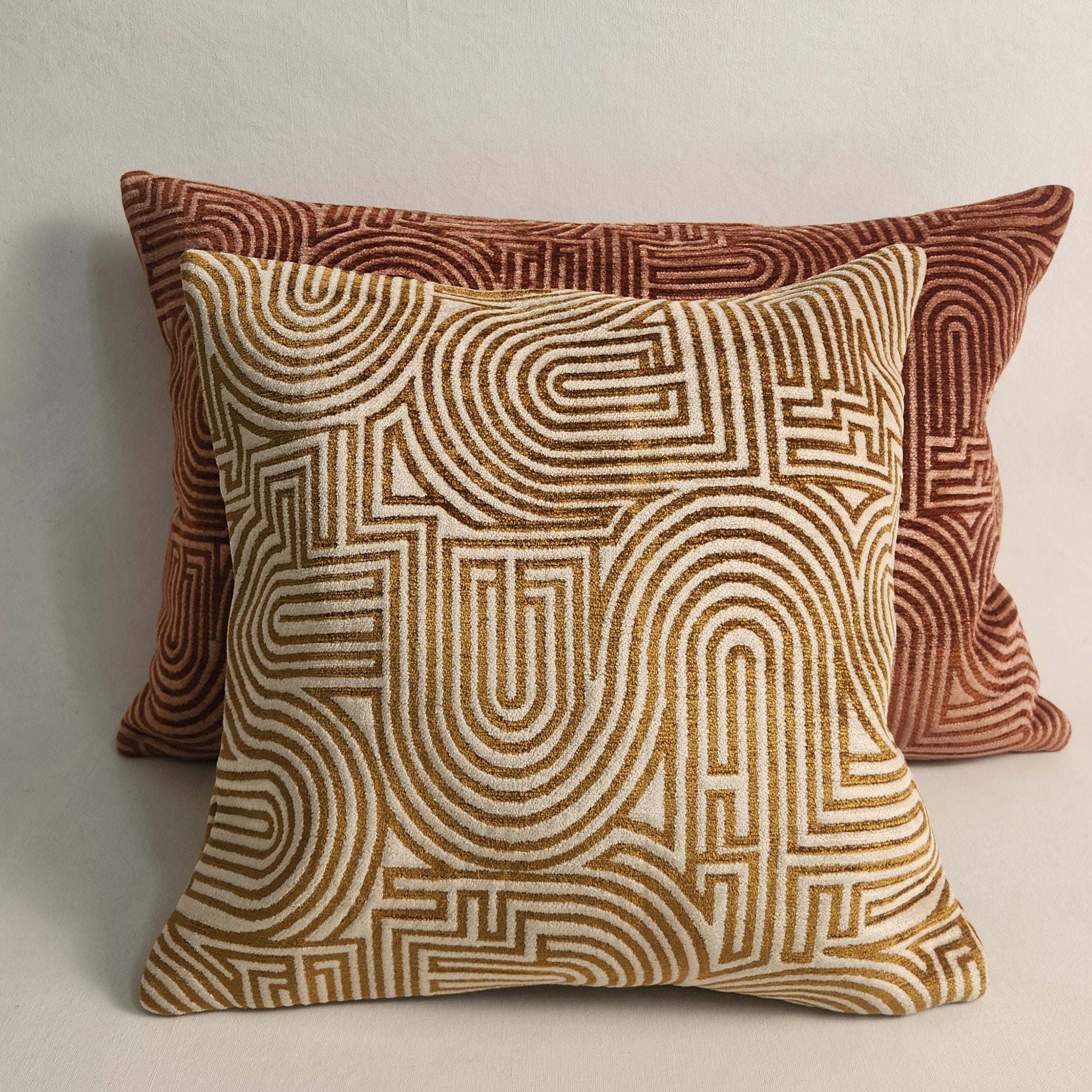 Klark Square Cushion - Ecru and Mustard