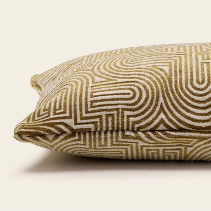 Klark Square Cushion - Ecru and Mustard