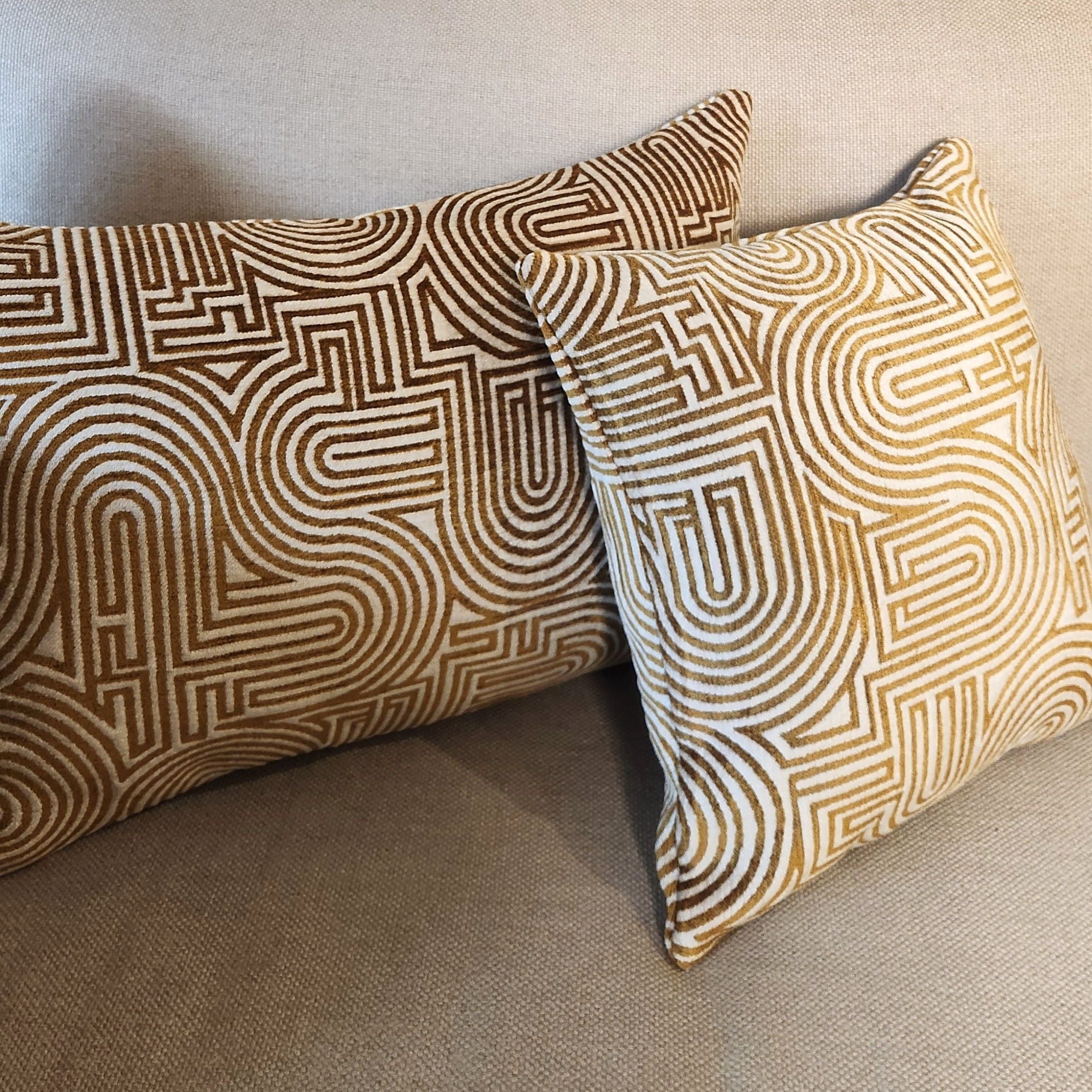 Klark Square Cushion - Ecru and Mustard