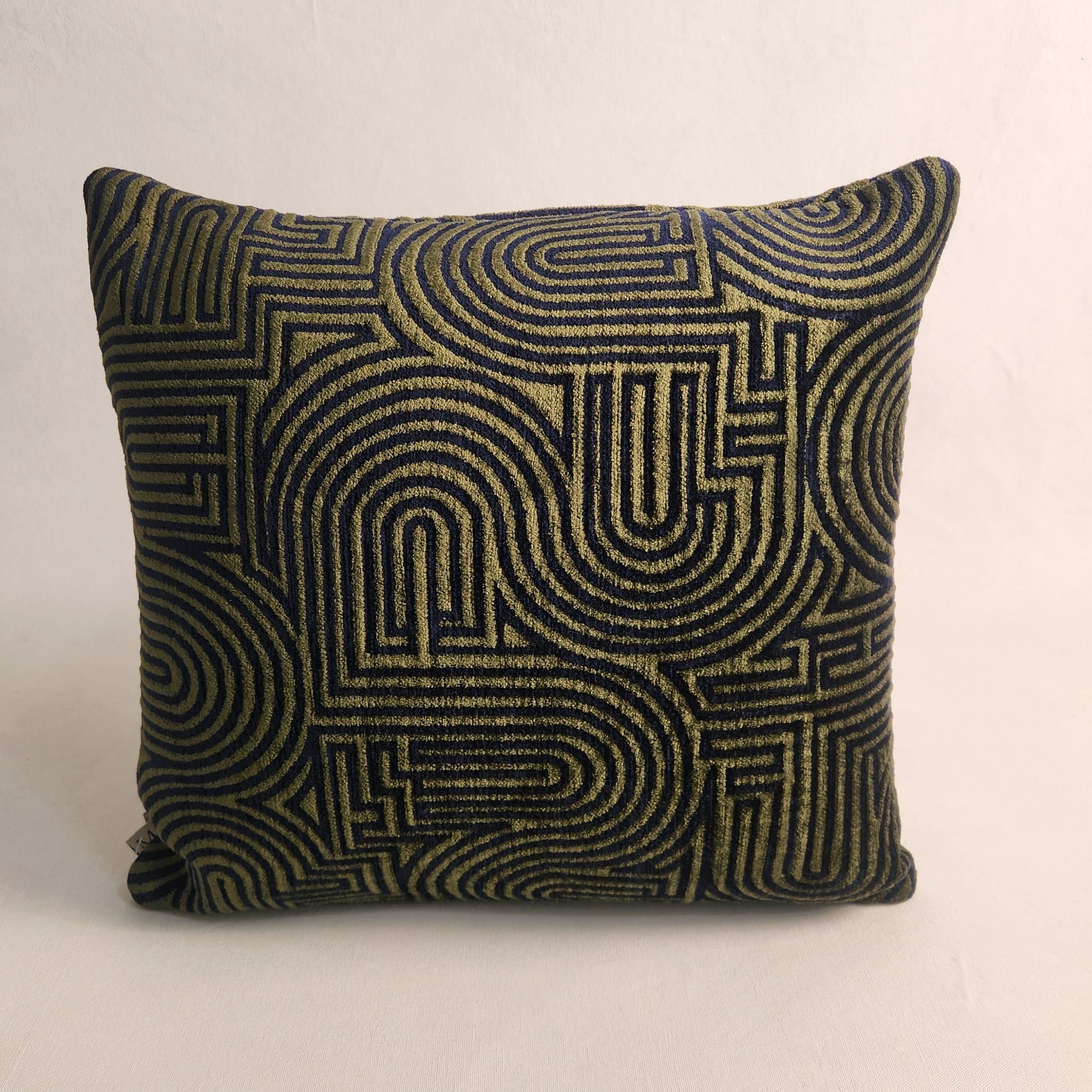 Klark Square Cushion - Midnight Blue & Olive Green