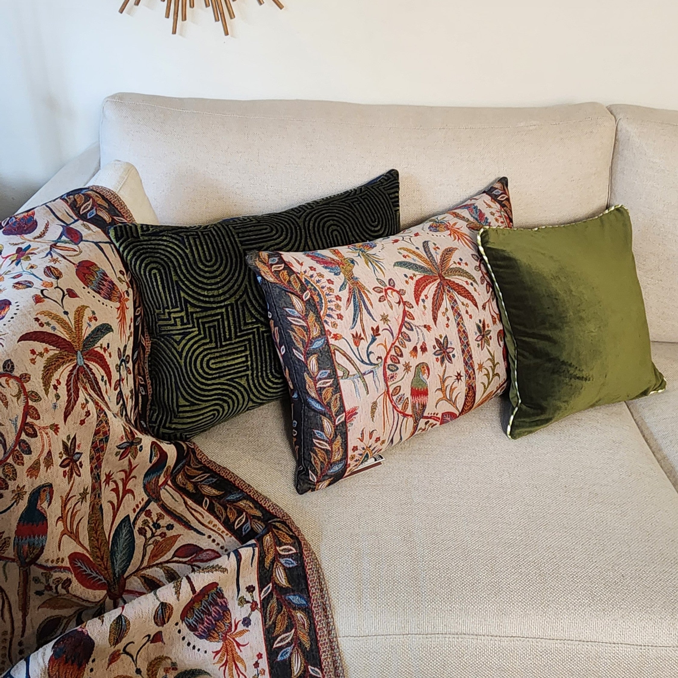Klark Rectangular Cushion - Midnight Blue & Olive Green