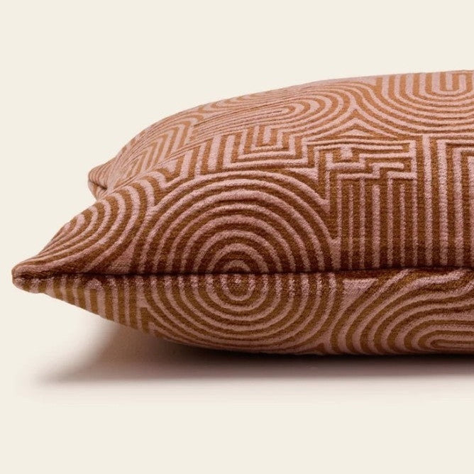 Klark Square Cushion - Peach Pink & Caramel