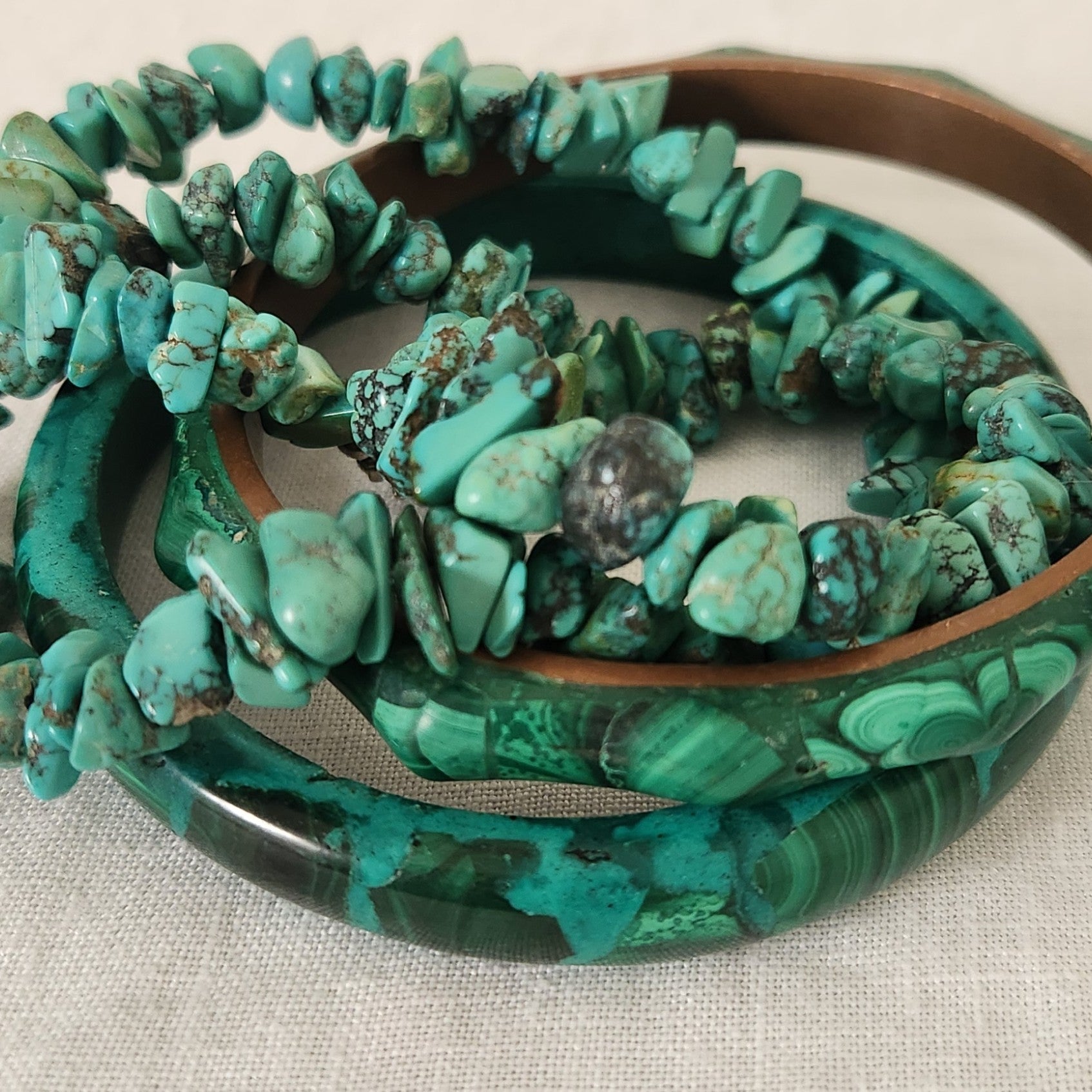 Vintage Carved Malachite Bangle