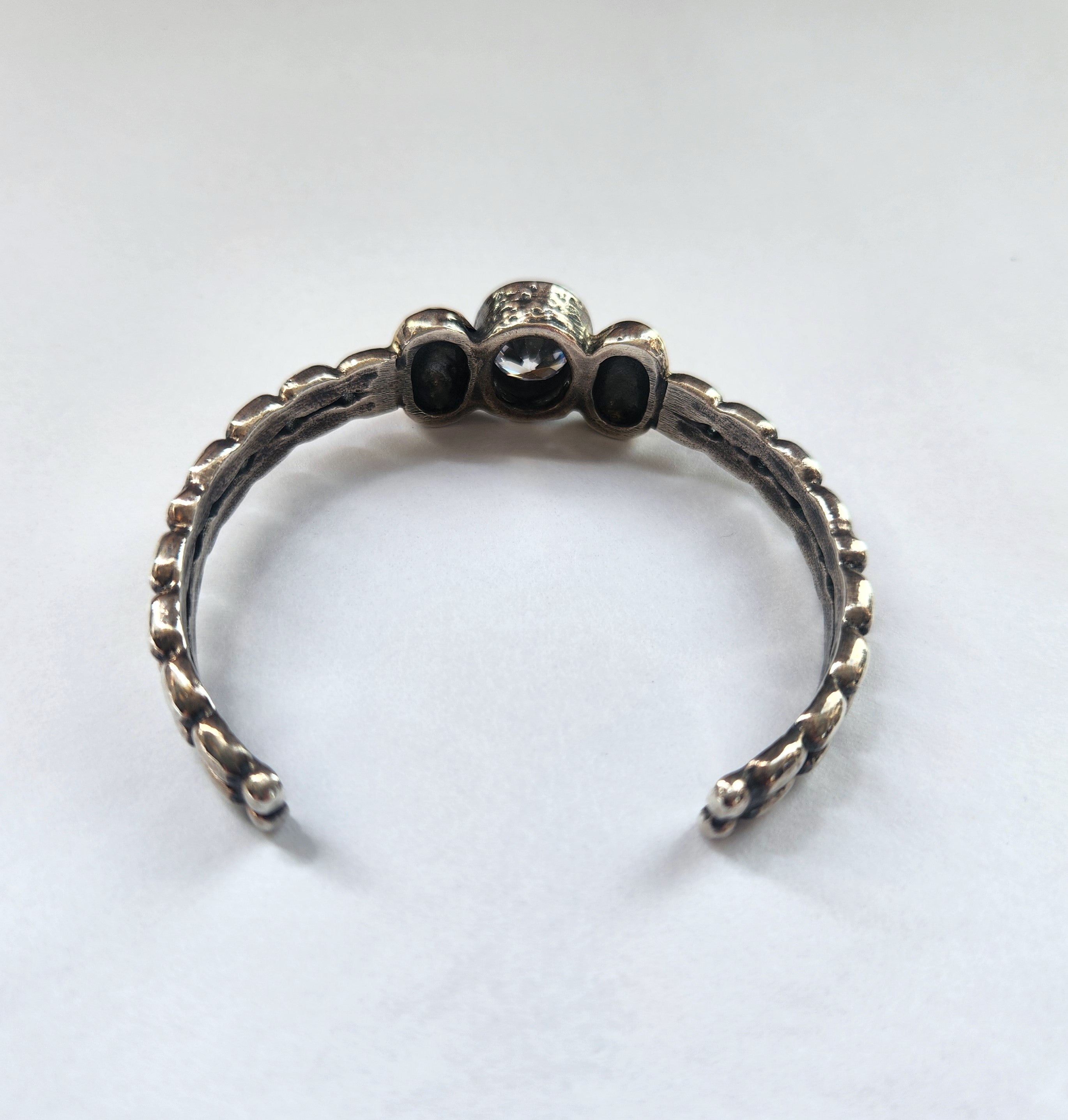 "Celeste" Sterling Silver Cuff with 9 ct gold and Zirconia Centre Stone.