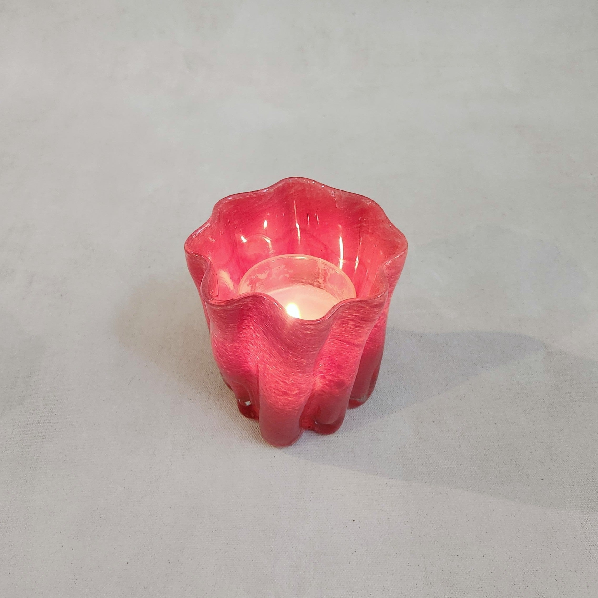 Tess Glass Tea Light / Vase - Raspberry