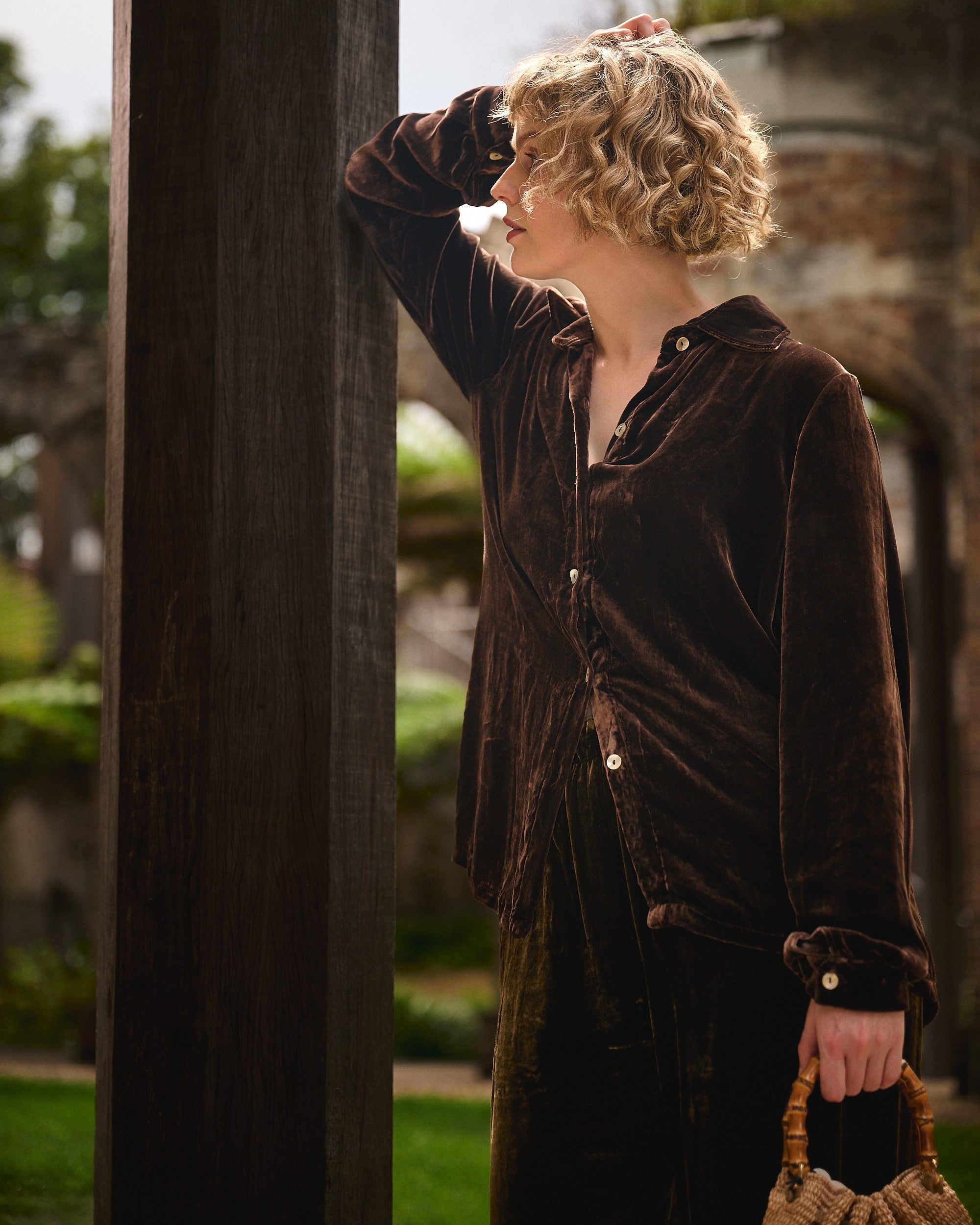 Chocolate Silk Velvet Shirt