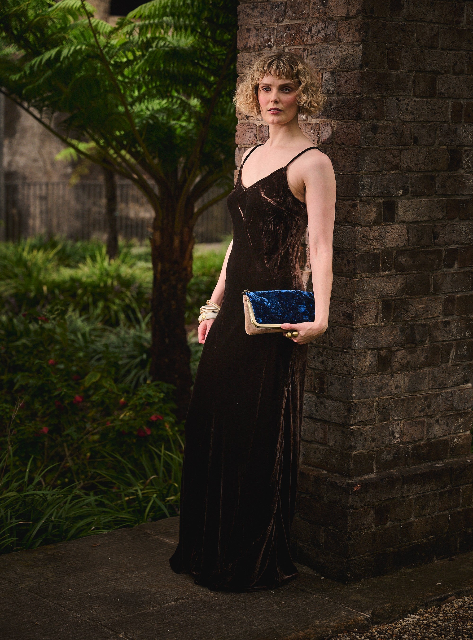 Silk Velvet Slip Dress - Chocolate