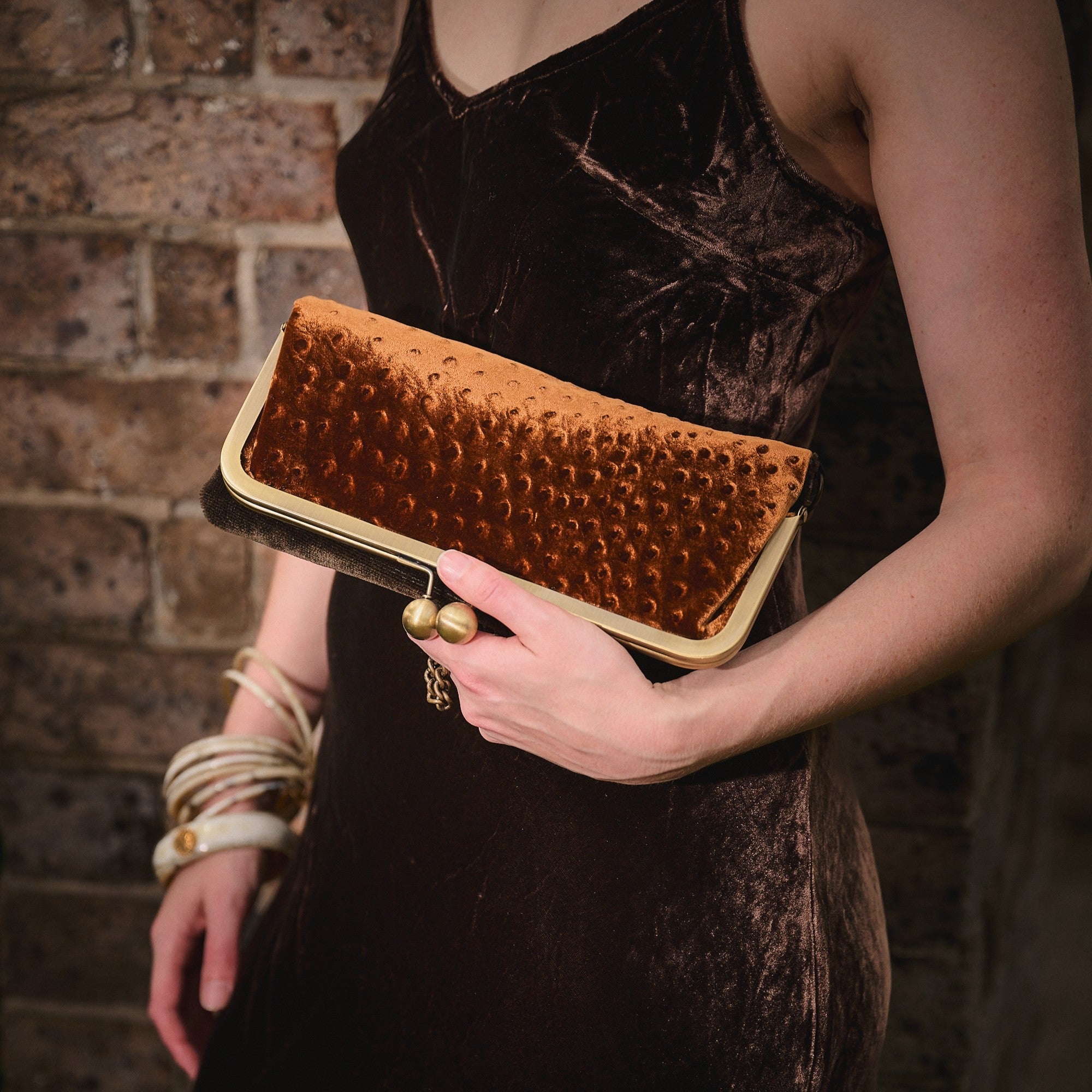 Silk Velvet Slip Dress - Chocolate