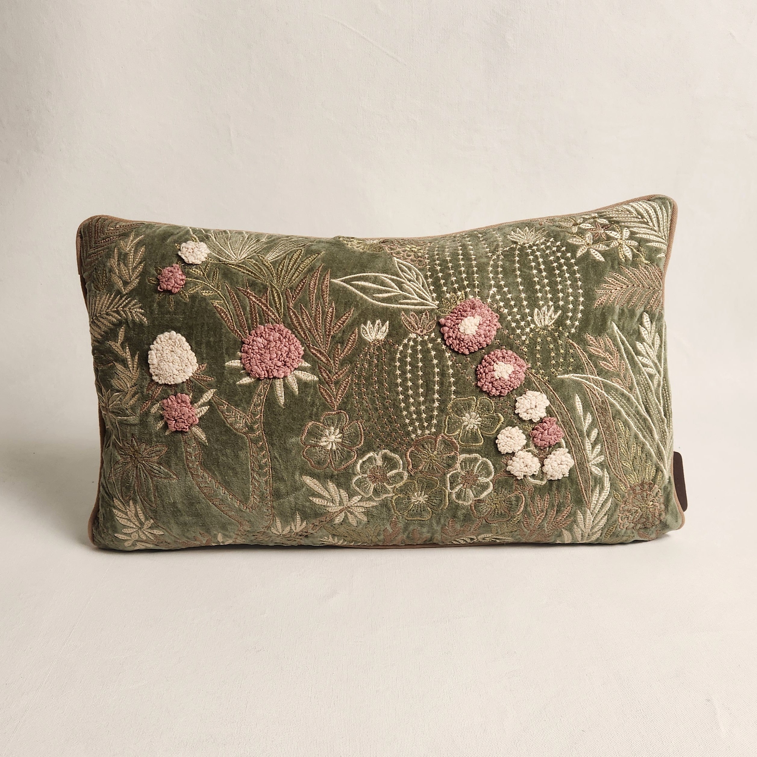 Kanika Green Cactus Garden Lumbar Cushion