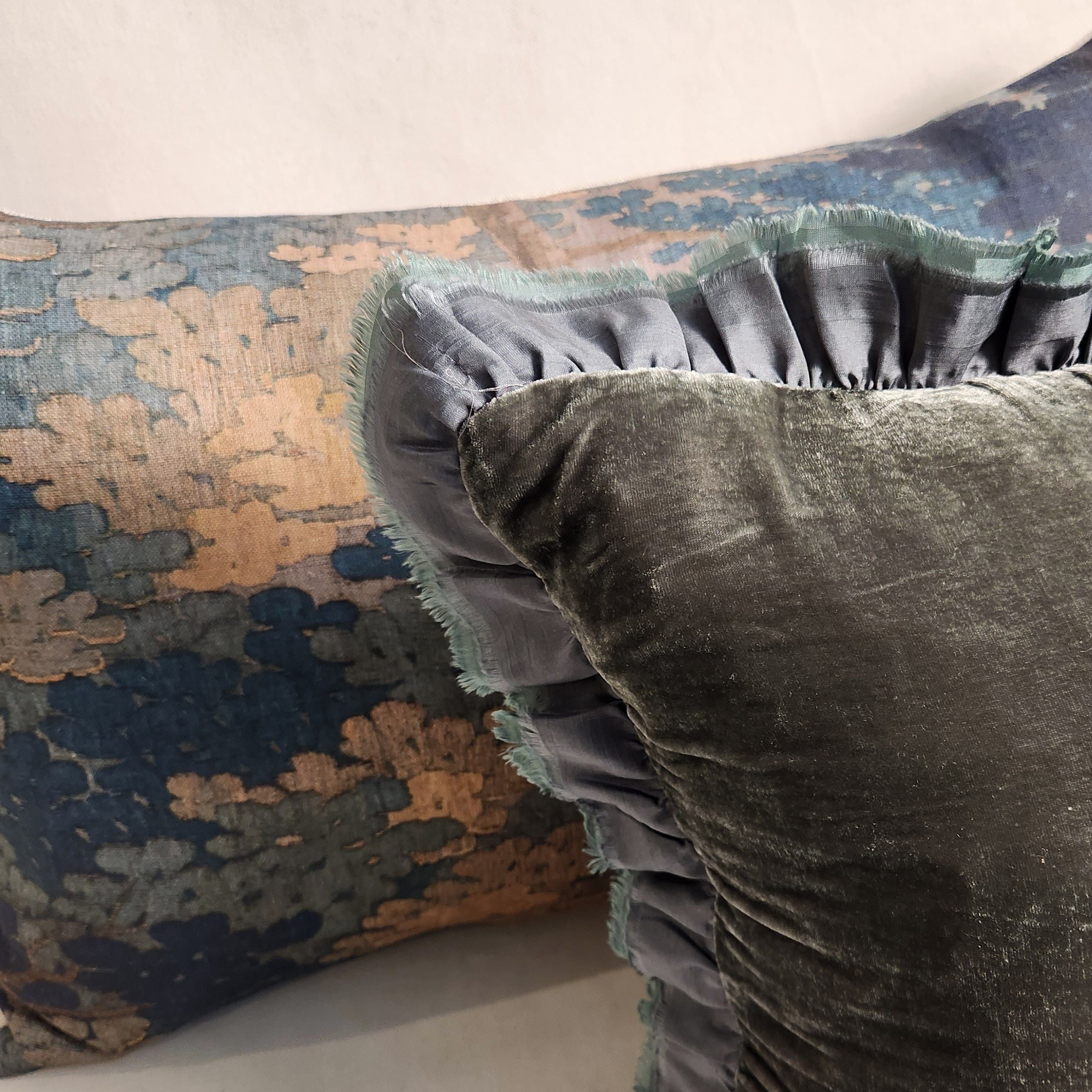 Blue Tapestry Linen Cushion